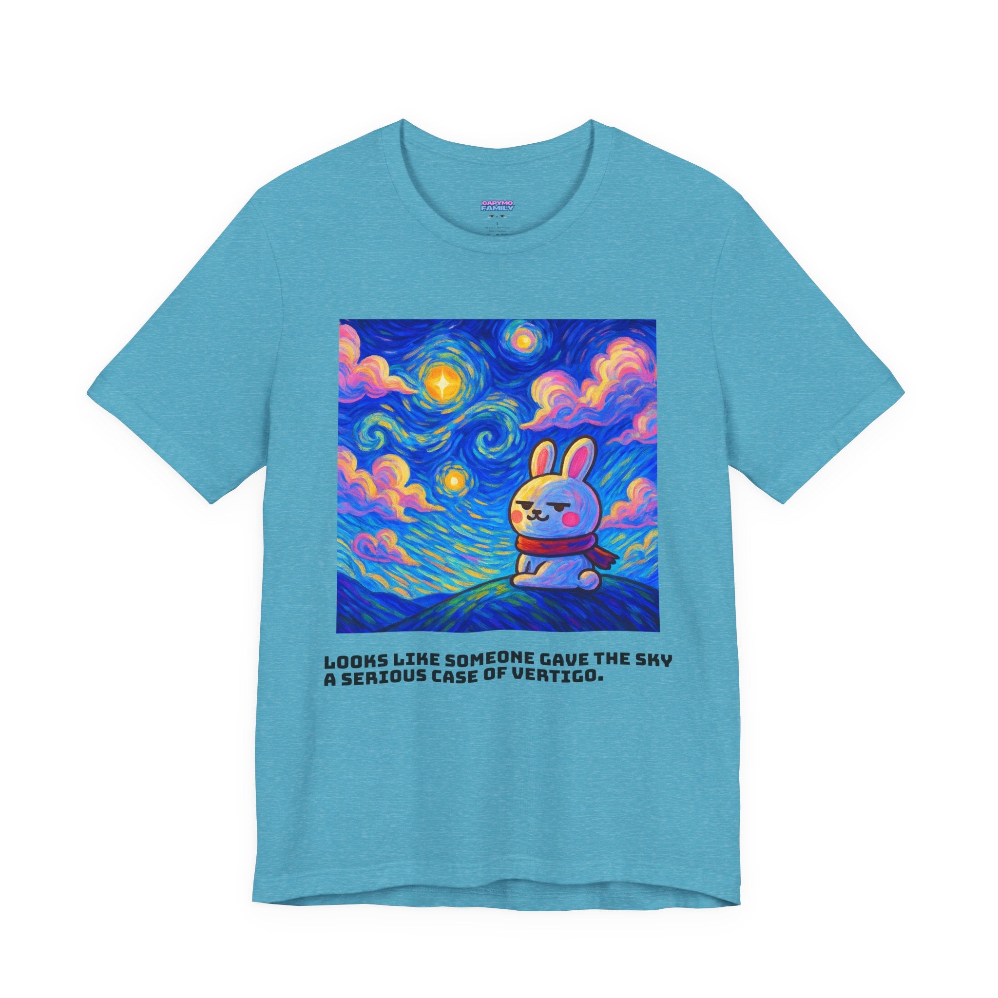 Capymo Family Starry Sky Night Vibrant Bunny Graphic Tee, Fun and Whimsical Short Sleeve Shirt, Perfect for Family Gatherings, Easter, or Everyday Wear
