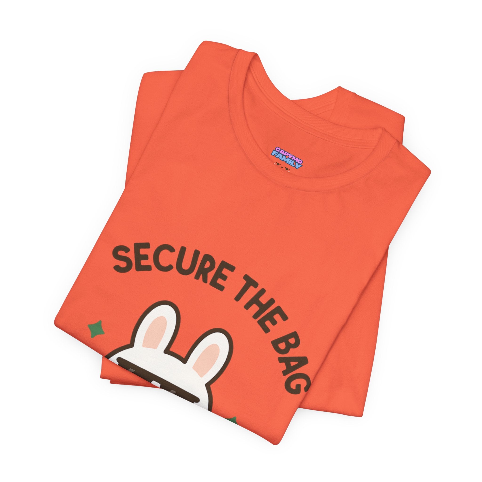 Capymo Family Kawaii Bunny Soft Cotton T-Shirt – "Secure the Bag" "Toto" The Bunny Cute Tee (Unisex)
