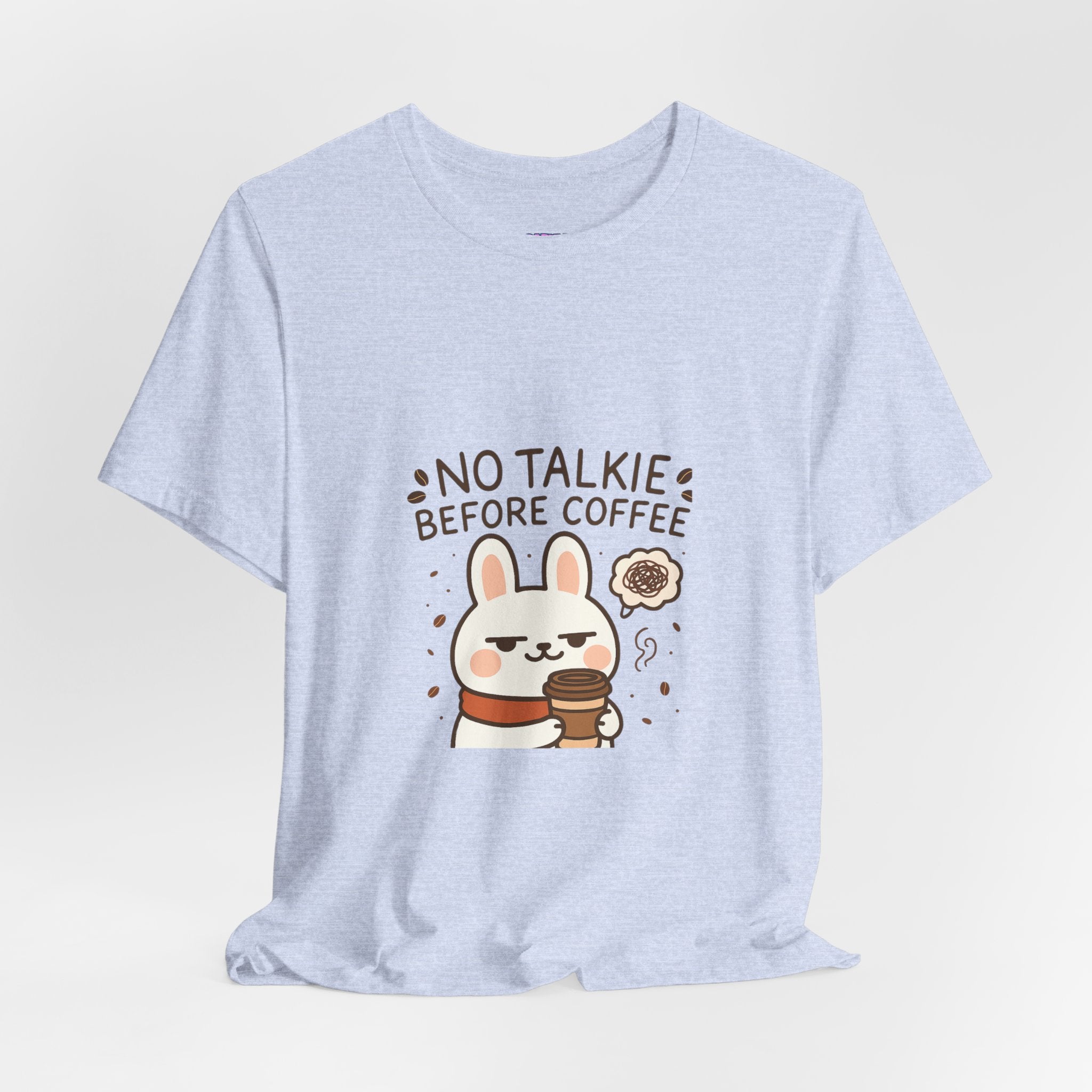 Capymo Family Kawaii Bunny Soft Cotton T-Shirt – "No Talkie Before Coffee" "Toto" The Bunny Cute Tee (Unisex)