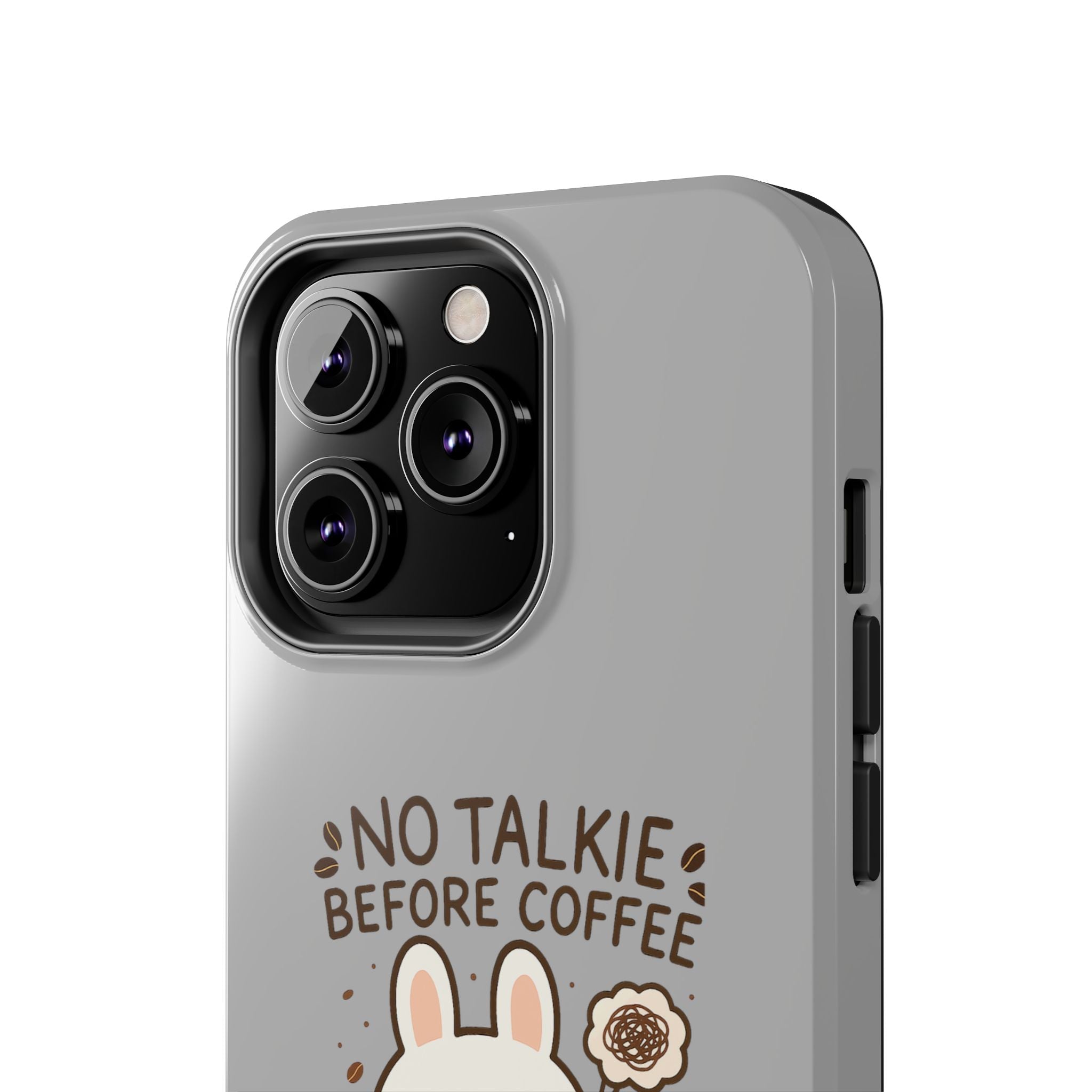 Capymo Family “No Talkie Before Coffee” Phone Case – Grumpy Bunny Morning Mood