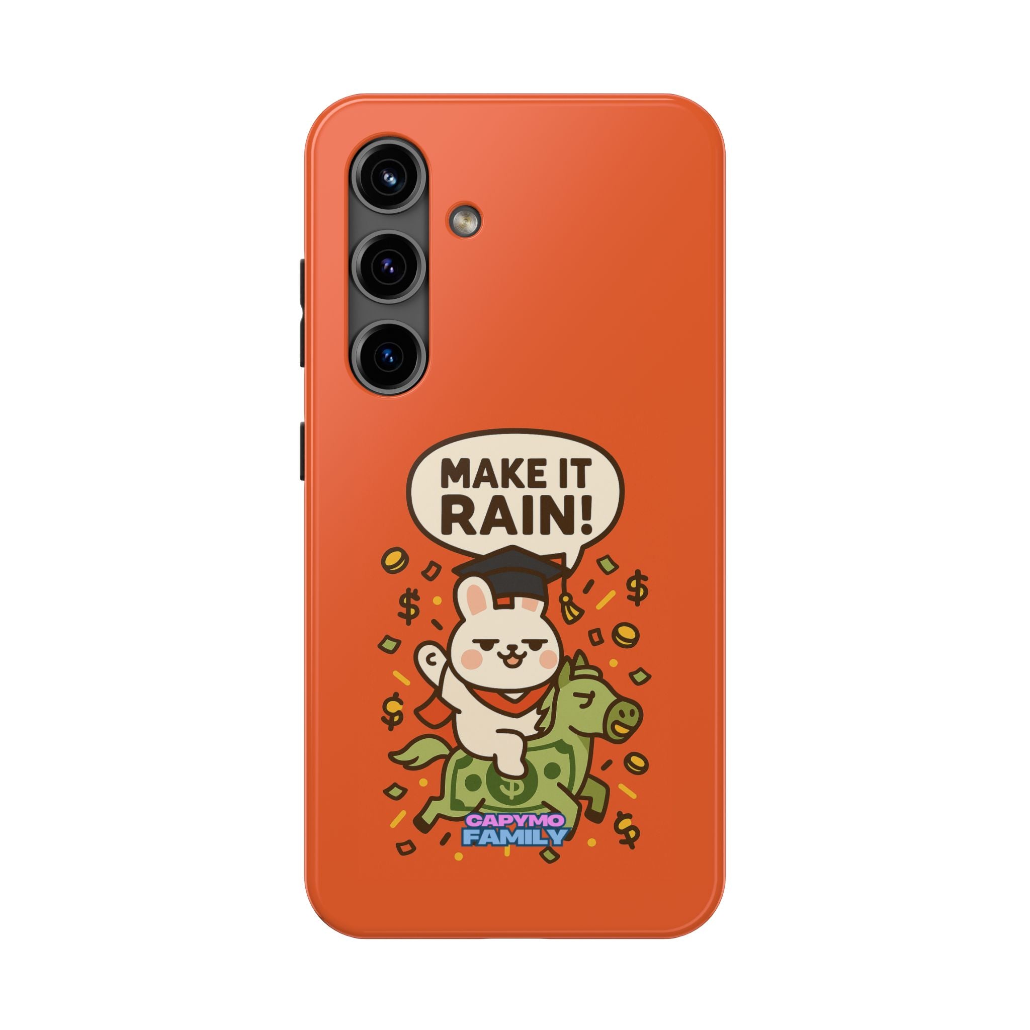 Capymo Family Playful Cute Cartoon Bunny Tough Phone Case –"Make It Rain" Bunny "Toto" Phone Case