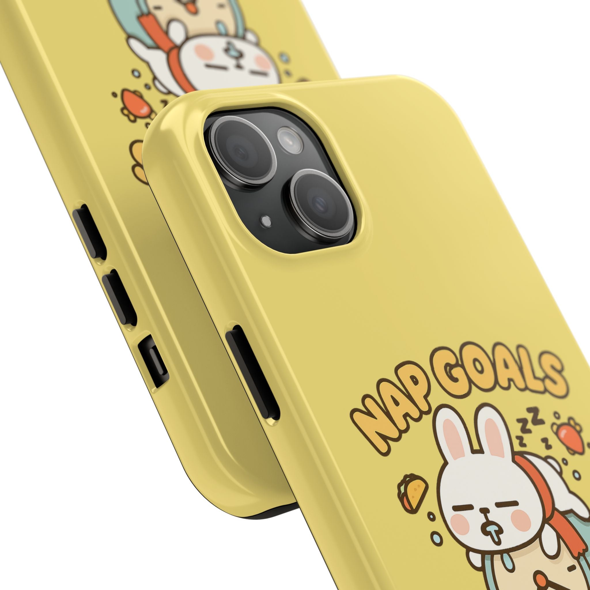 Capymo Family “Nap Goals” Phone Case – Cute Bunny Toto Sleeping on Alarm Clock Cover