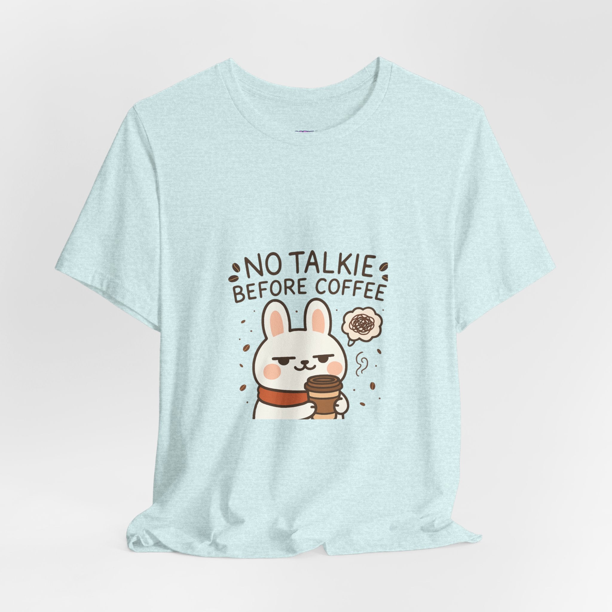 Capymo Family Kawaii Bunny Soft Cotton T-Shirt – "No Talkie Before Coffee" "Toto" The Bunny Cute Tee (Unisex)