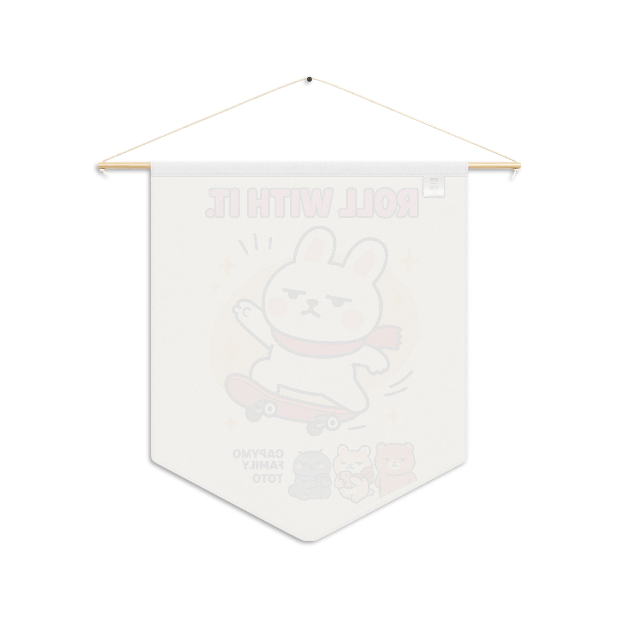 Fabric Wall Banner, Roll With It Toto, Bunny Wall Art, Dorm Room Decor, Funny Home Office Sign, Gen Z Banner, Motivational Quote Tapestry