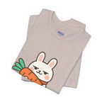 capymo Family Cute Carrot Break Bunny Tee - Unisex Jersey Short Sleeve Tee, Funny Animal Shirt, Spring Gift, Cute Graphic Tee, Gift for Bunny Lovers