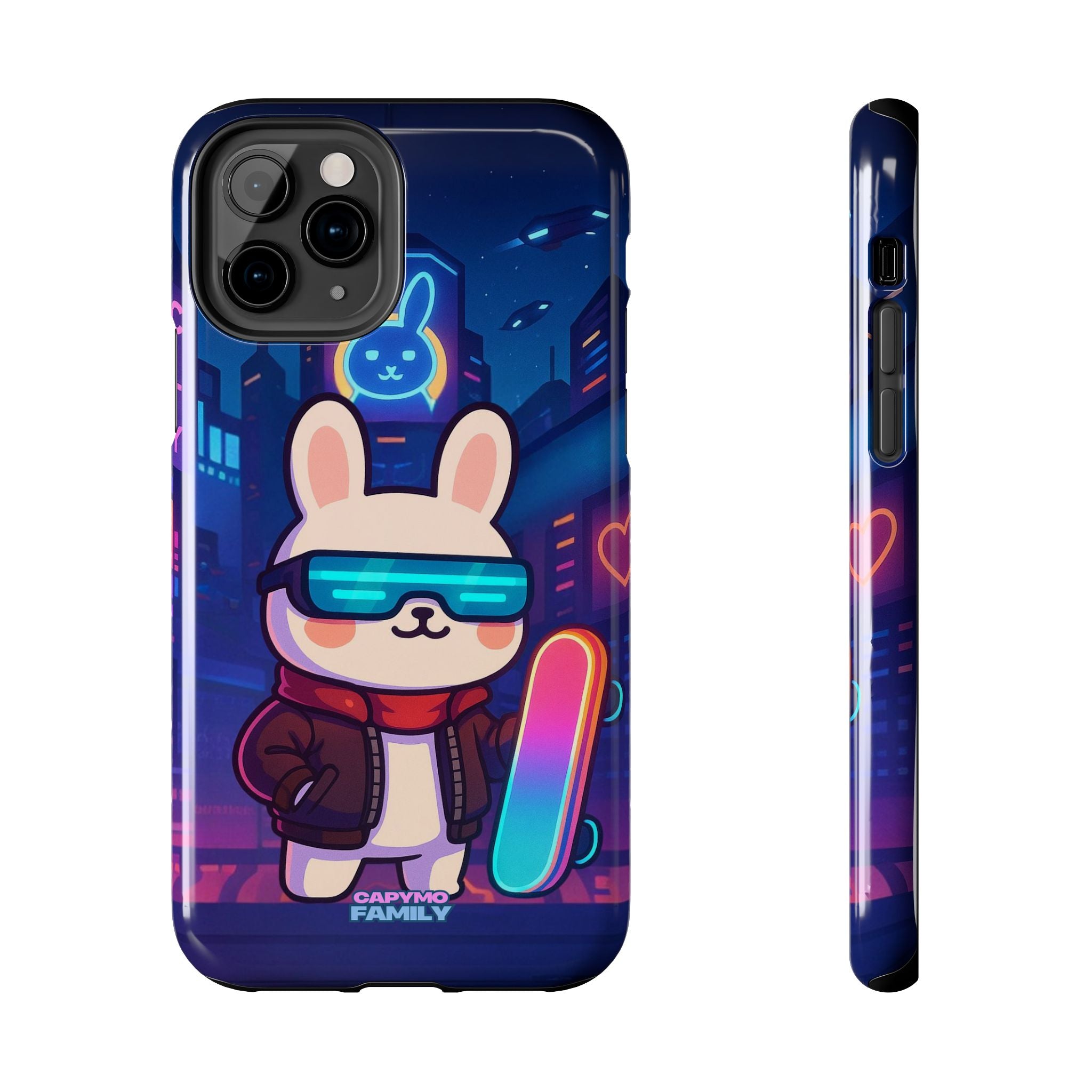 Capymo Family Cute Cartoon Bunny Tough Phone Case –Cyberpunk Bunny "Toto" Phone Case