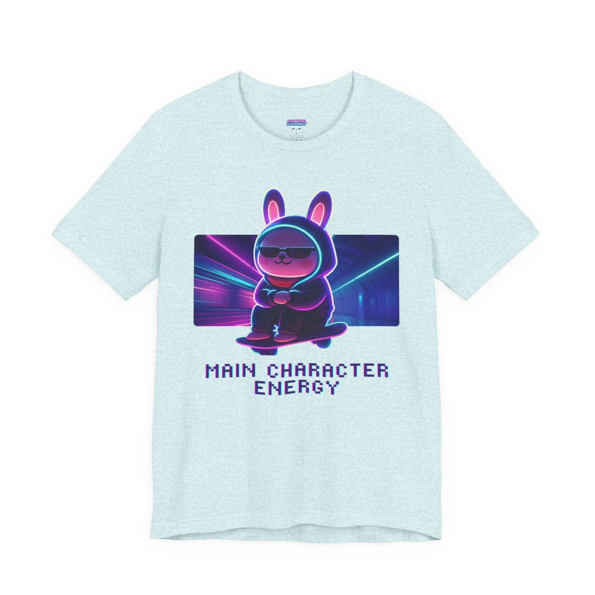 Capymo Family Kawaii Bunny Soft Cotton T-Shirt – "Main Character Energy" "Toto" The Bunny Cute Tee (Unisex)