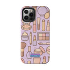 Capymo Family Kawaii Makeup Phone Case – Cute Girly iPhone Cover with Cosmetic Beauty Pattern