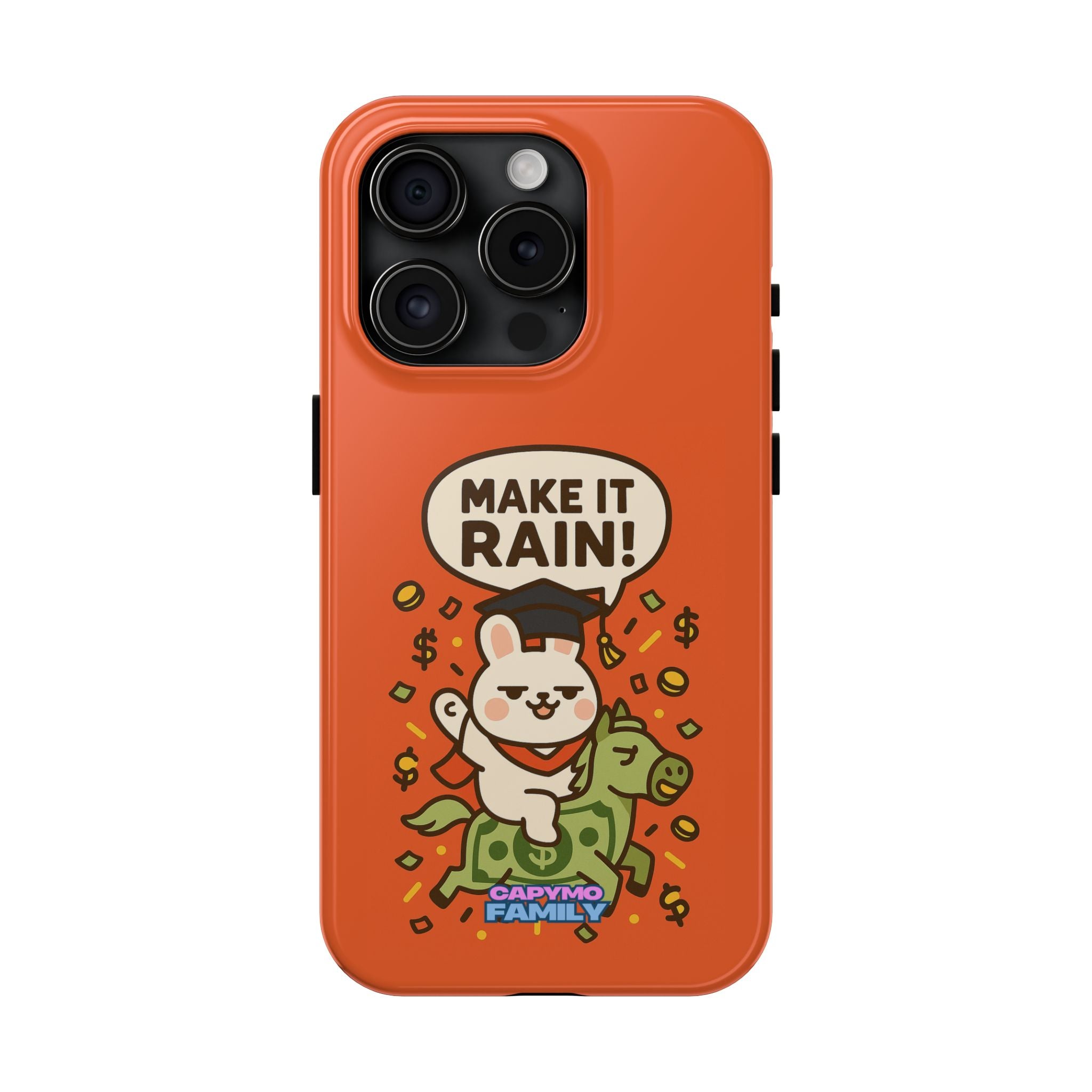 Capymo Family Playful Cute Cartoon Bunny Tough Phone Case –"Make It Rain" Bunny "Toto" Phone Case
