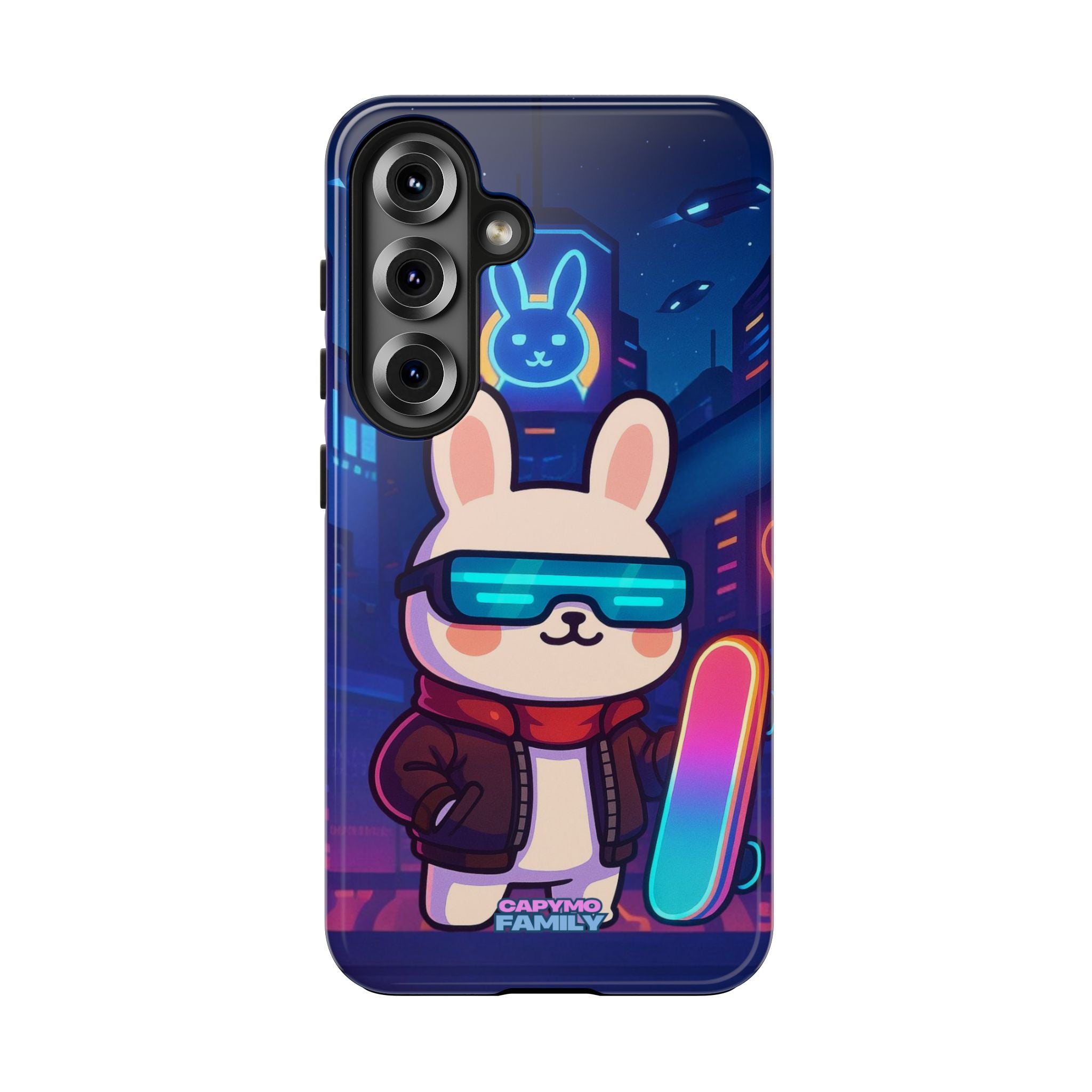 Capymo Family Cute Cartoon Bunny Tough Phone Case –Cyberpunk Bunny "Toto" Phone Case