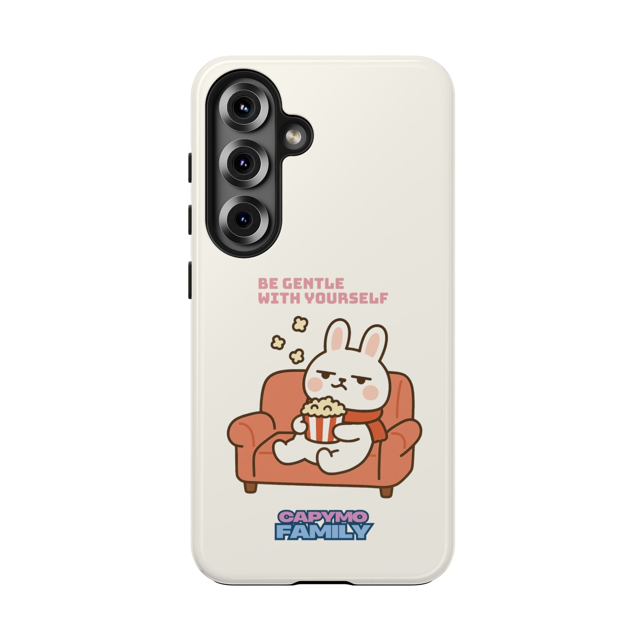 Capymo Family “Be Gentle With Yourself” Phone Case – Cozy Bunny Self-Care Quote Cover