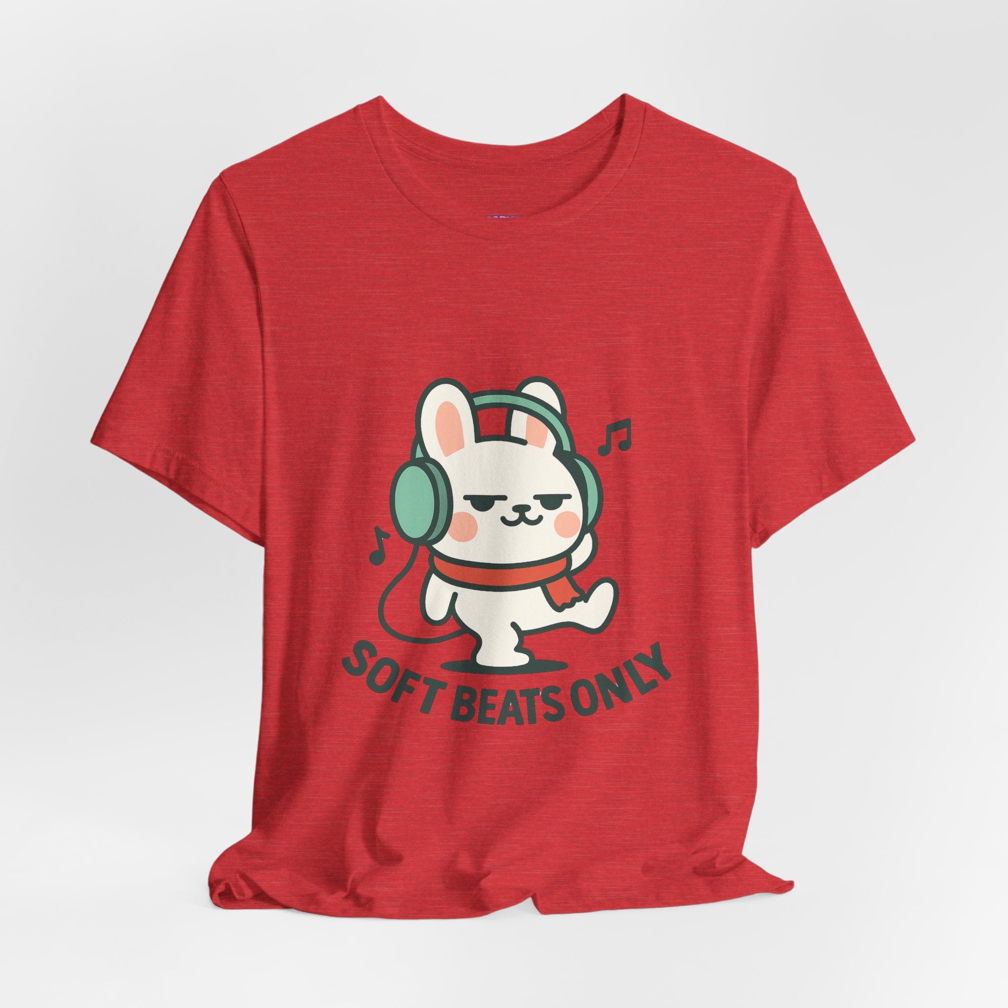 Capymo Family Cute Bunny Music Unisex Tee, Soft Beats Only, Gift for Music Lovers, Relaxed Fit T-Shirt, Animal Lover Apparel, Casual Wear
