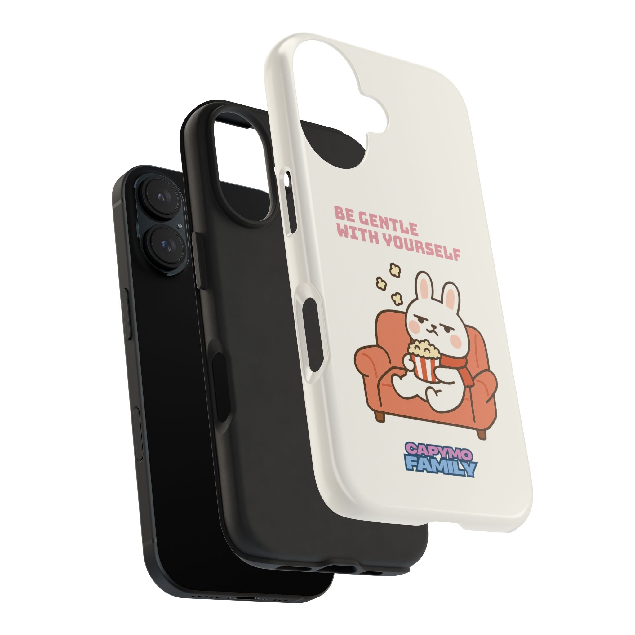 Capymo Family “Be Gentle With Yourself” Phone Case – Cozy Bunny Self-Care Quote Cover
