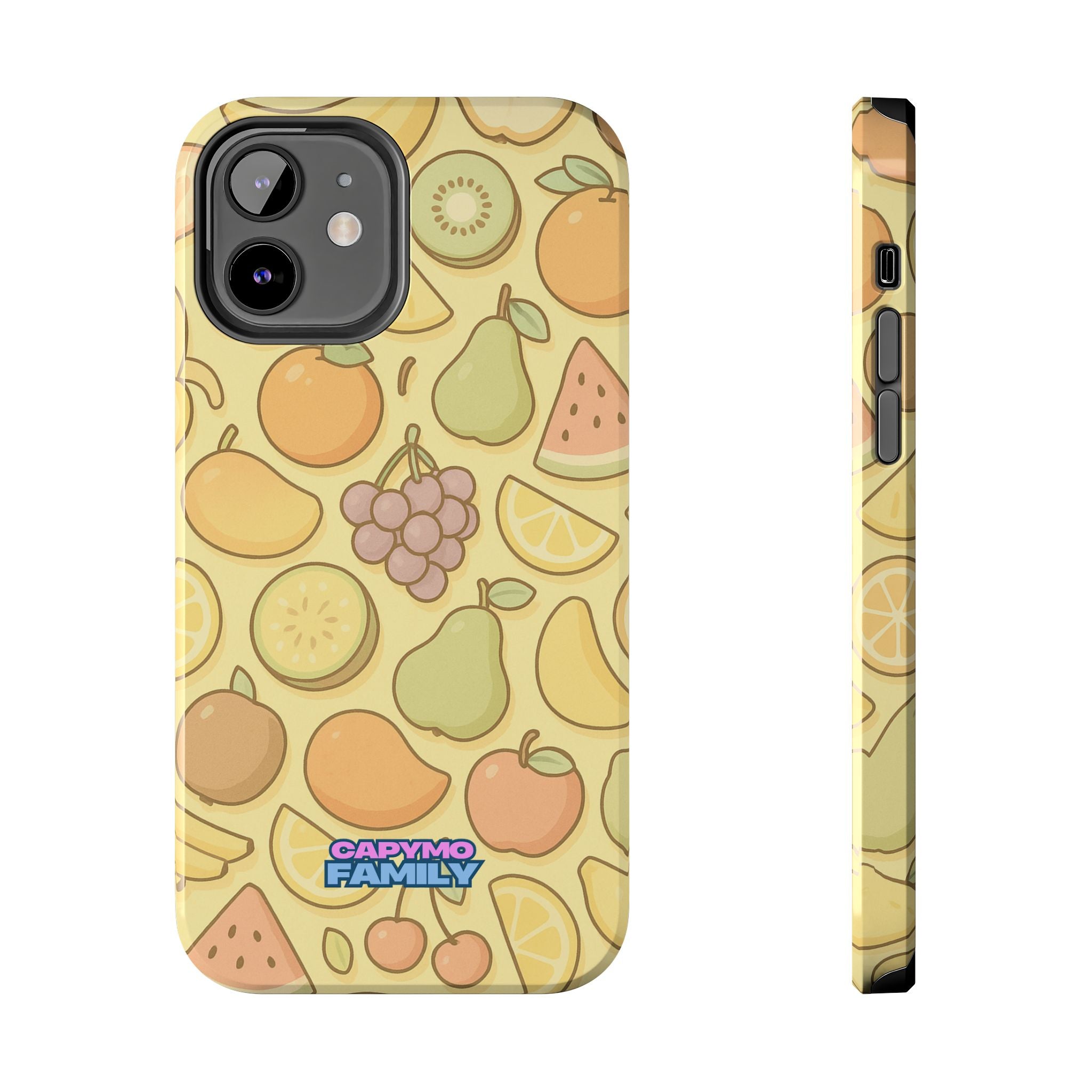 Capymo Family Kawaii Fruit Phone Case – Cute Aesthetic iPhone Cover with Citrus & Summer Vibes