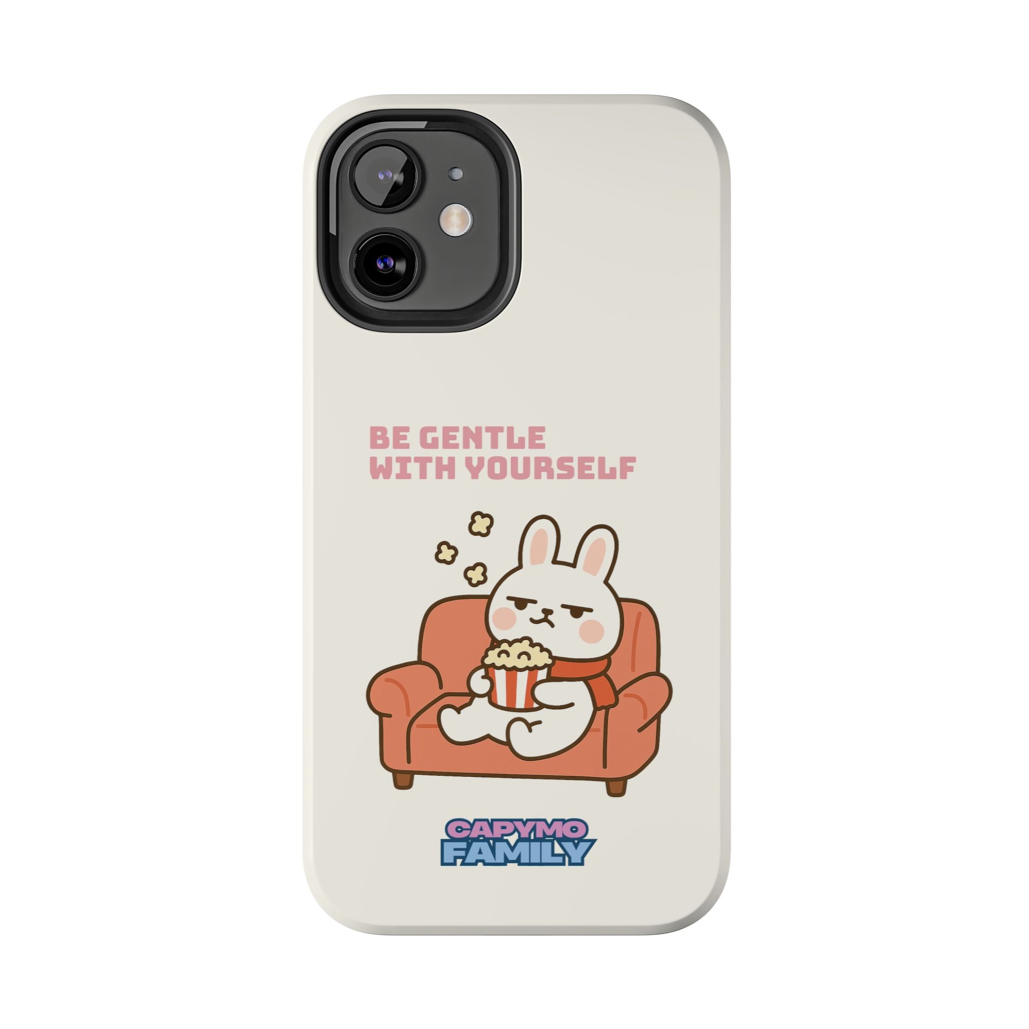 Capymo Family “Be Gentle With Yourself” Phone Case – Cozy Bunny Self-Care Quote Cover