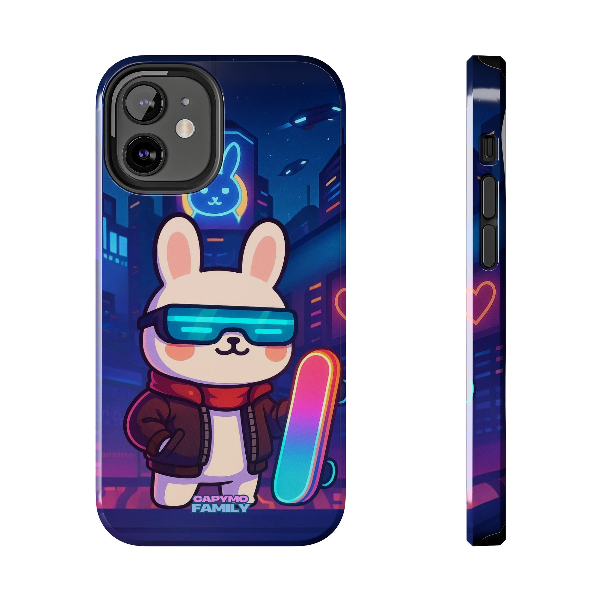 Capymo Family Cute Cartoon Bunny Tough Phone Case –Cyberpunk Bunny "Toto" Phone Case