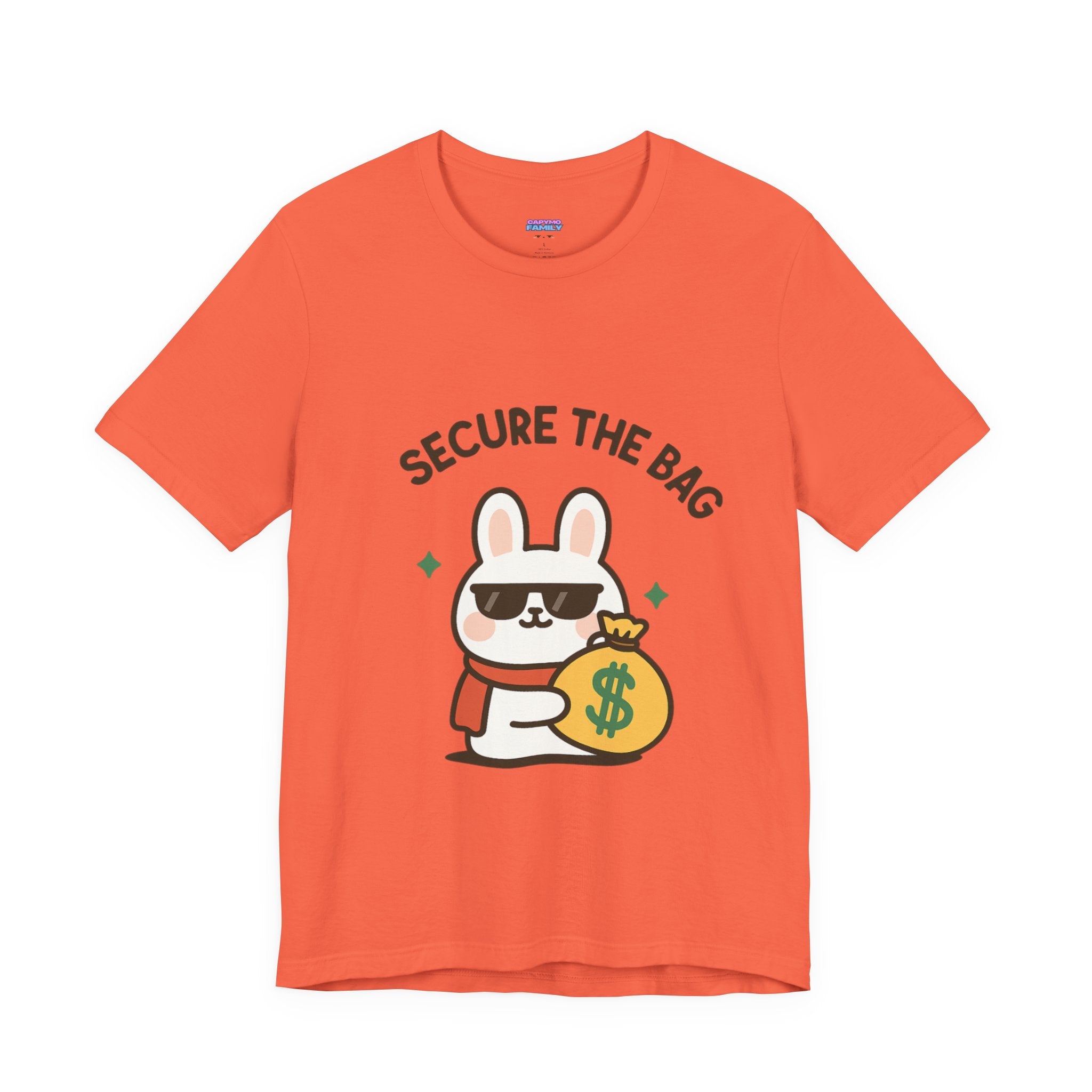 Capymo Family Kawaii Bunny Soft Cotton T-Shirt – "Secure the Bag" "Toto" The Bunny Cute Tee (Unisex)