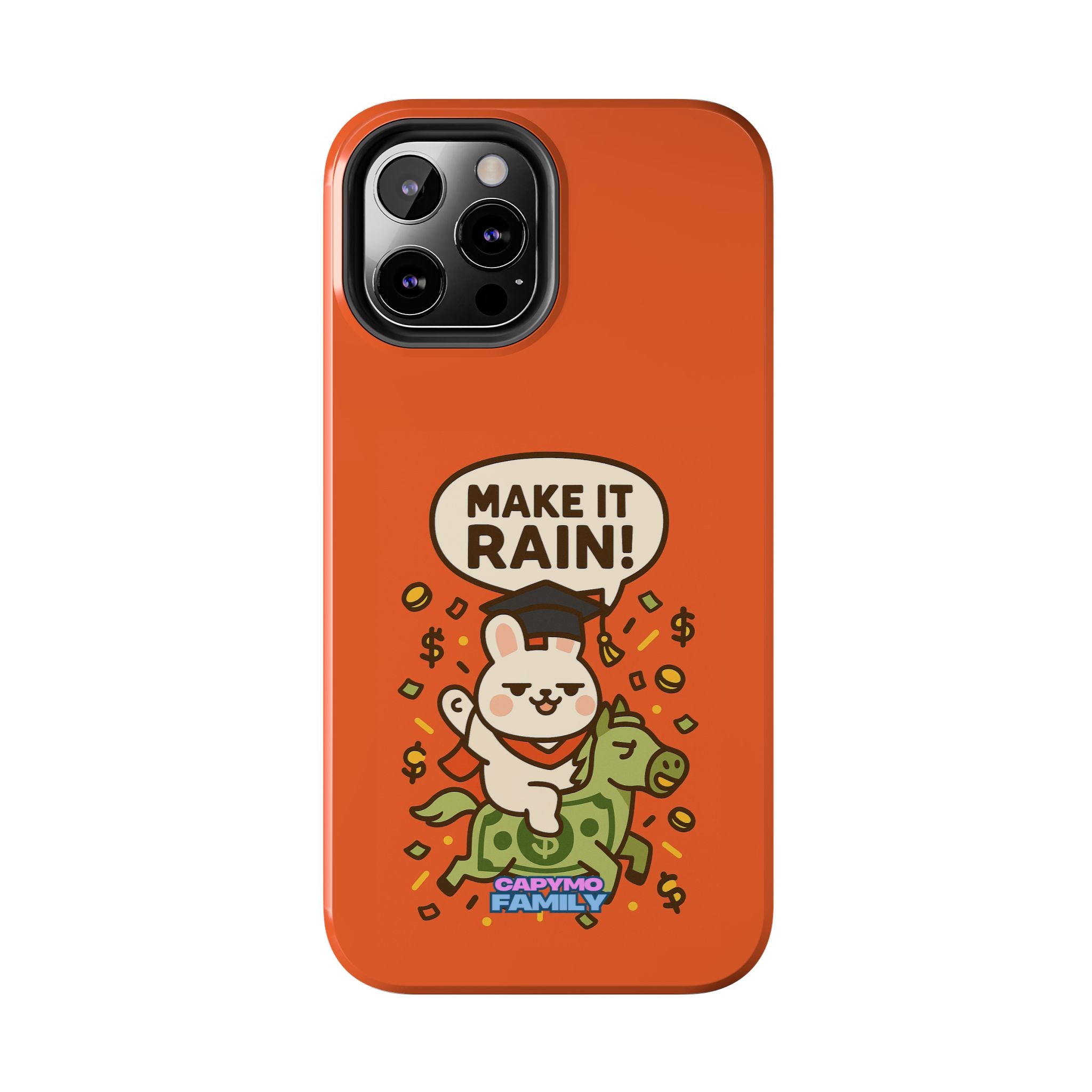 Capymo Family Playful Cute Cartoon Bunny Tough Phone Case –"Make It Rain" Bunny "Toto" Phone Case
