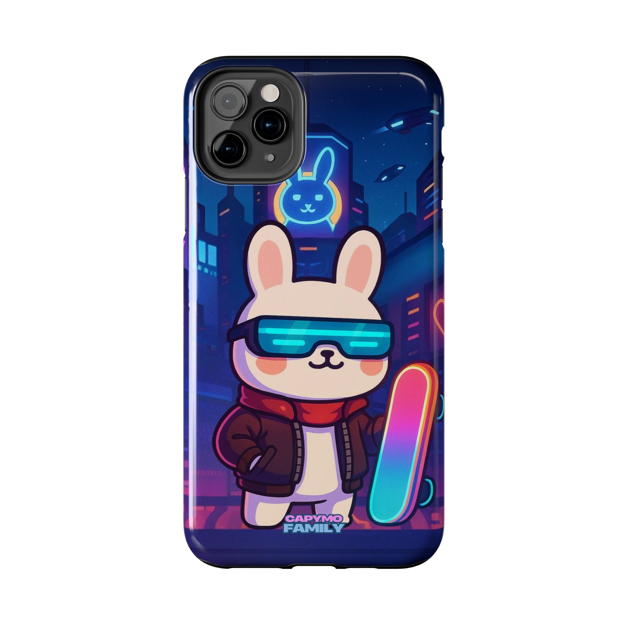 Capymo Family Cute Cartoon Bunny Tough Phone Case –Cyberpunk Bunny "Toto" Phone Case