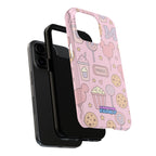 Capymo Family Kawaii Magic Snack Phone Case – Pastel Candy, Popcorn & Cookie Pattern Cover