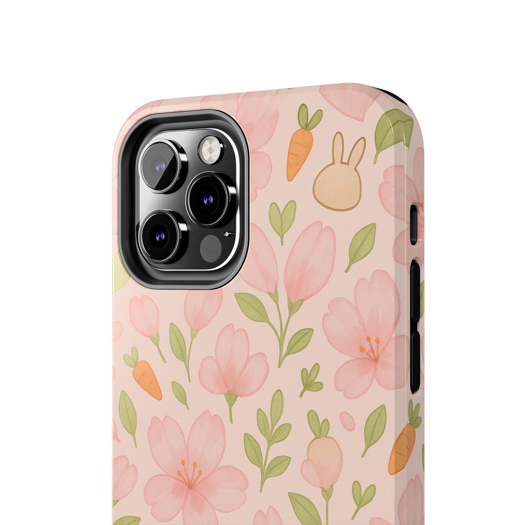 Capymo Family Bunny Blossom Spring Phone Case – Cute Floral iPhone Cover with Carrots & Sakura