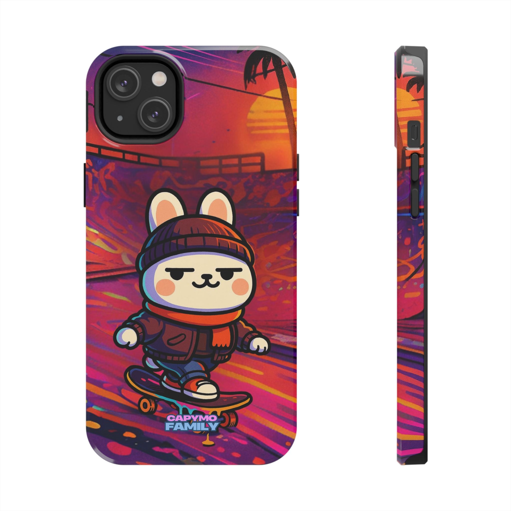 Capymo Family Sunset Skate Bunny Phone Case – Vibrant Skatepark Bunny "Toto" Phone Case