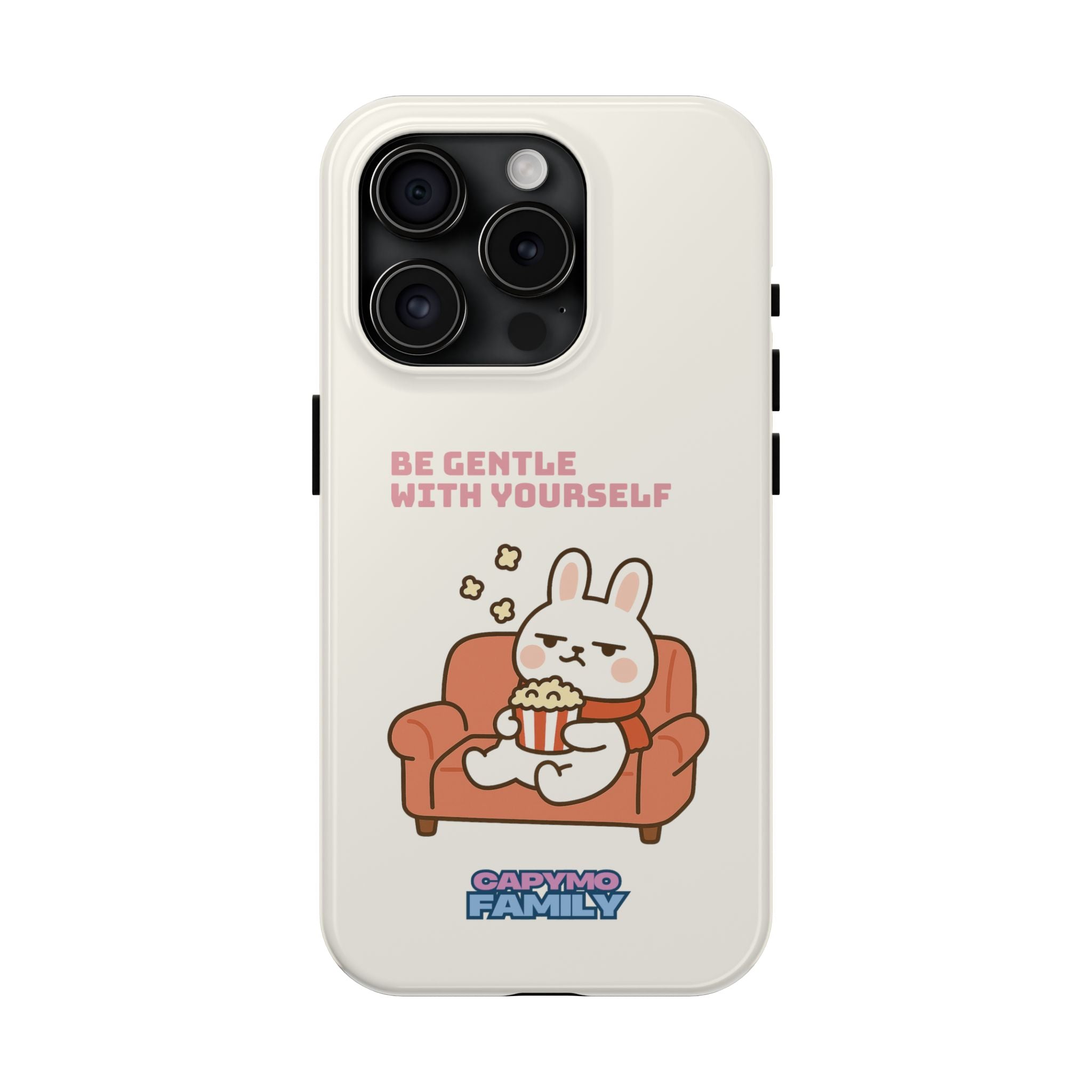 Capymo Family “Be Gentle With Yourself” Phone Case – Cozy Bunny Self-Care Quote Cover