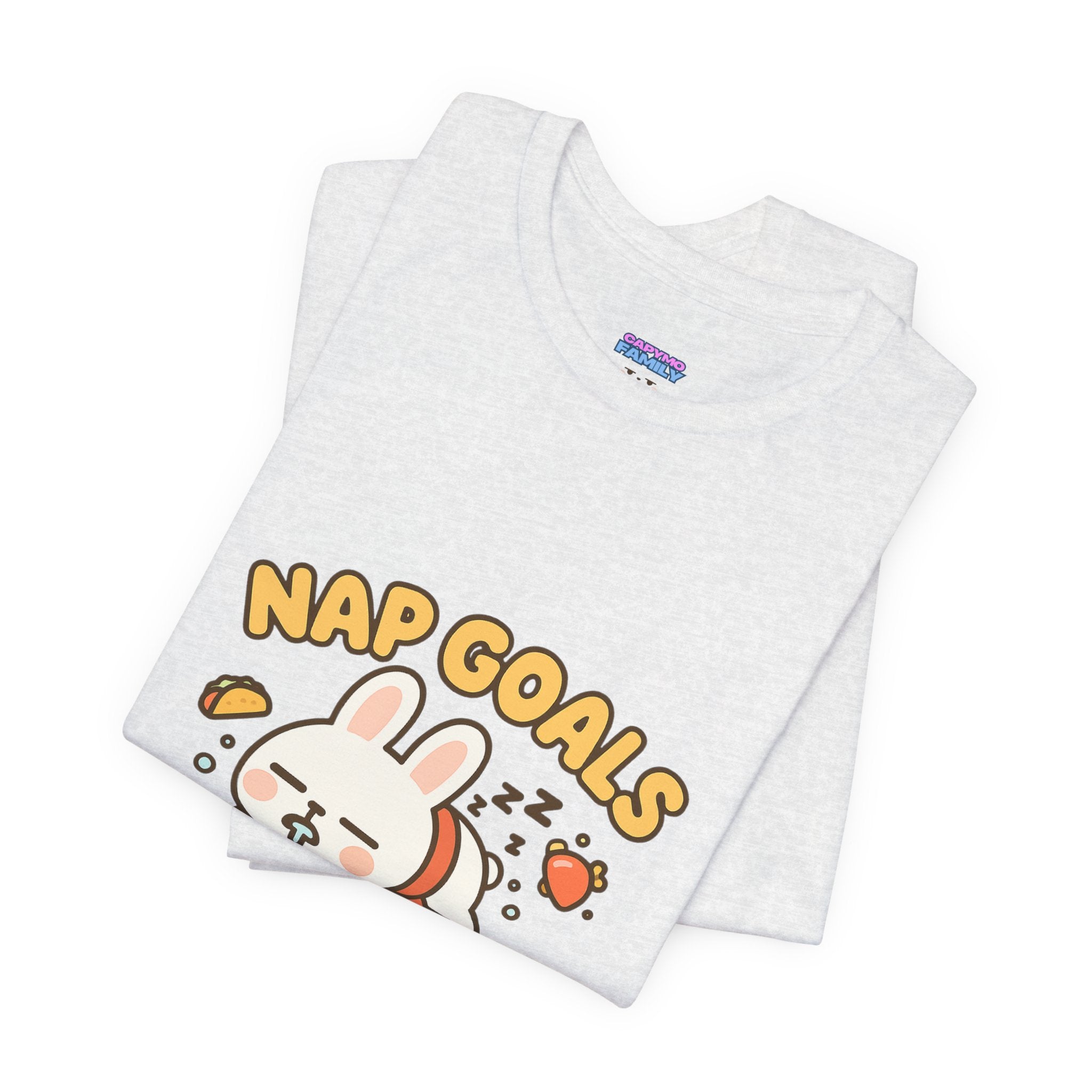 Capymo Family Kawaii Bunny Soft Cotton T-Shirt – "Nap Goals" "Toto" The Bunny Cute Tee (Unisex)
