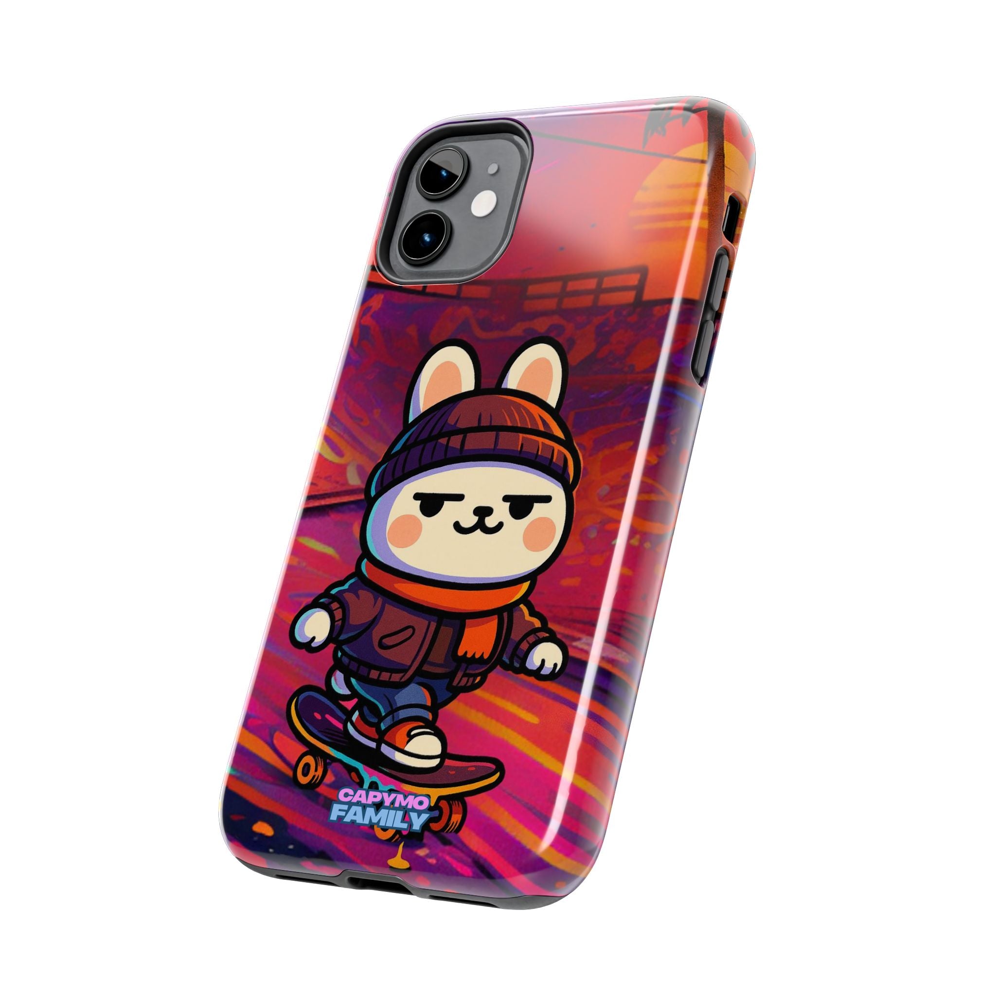 Capymo Family Sunset Skate Bunny Phone Case – Vibrant Skatepark Bunny "Toto" Phone Case