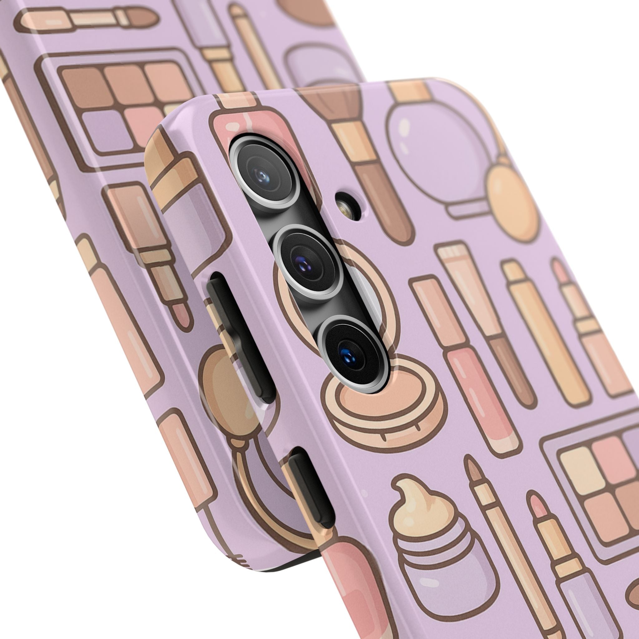 Capymo Family Kawaii Makeup Phone Case – Cute Girly iPhone Cover with Cosmetic Beauty Pattern