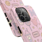 Capymo Family Kawaii Magic Snack Phone Case – Pastel Candy, Popcorn & Cookie Pattern Cover