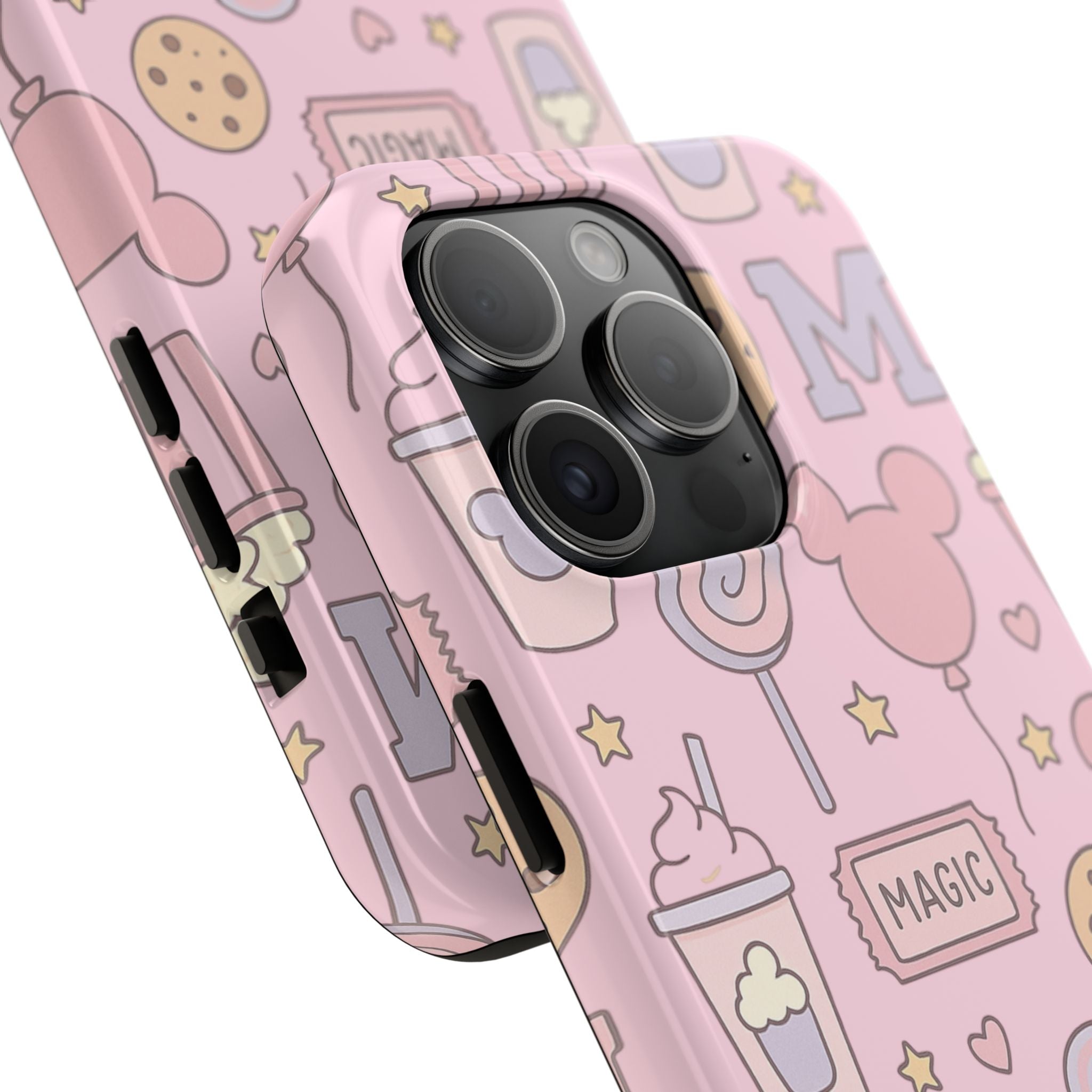 Capymo Family Kawaii Magic Snack Phone Case – Pastel Candy, Popcorn & Cookie Pattern Cover