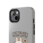 Capymo Family “No Talkie Before Coffee” Phone Case – Grumpy Bunny Morning Mood