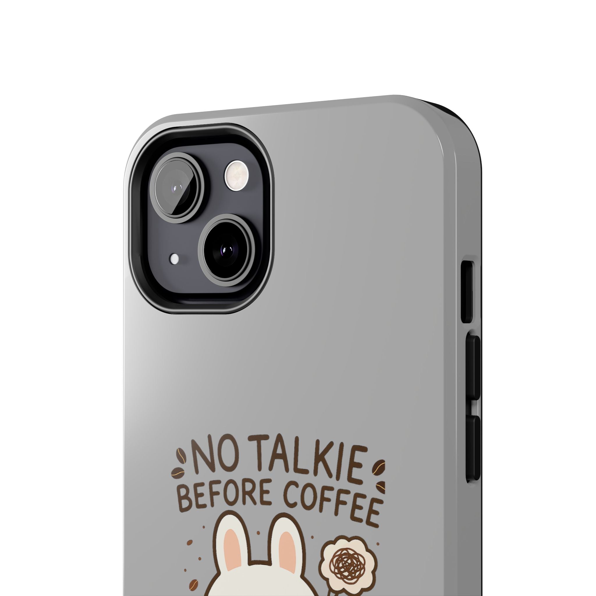 Capymo Family “No Talkie Before Coffee” Phone Case – Grumpy Bunny Morning Mood