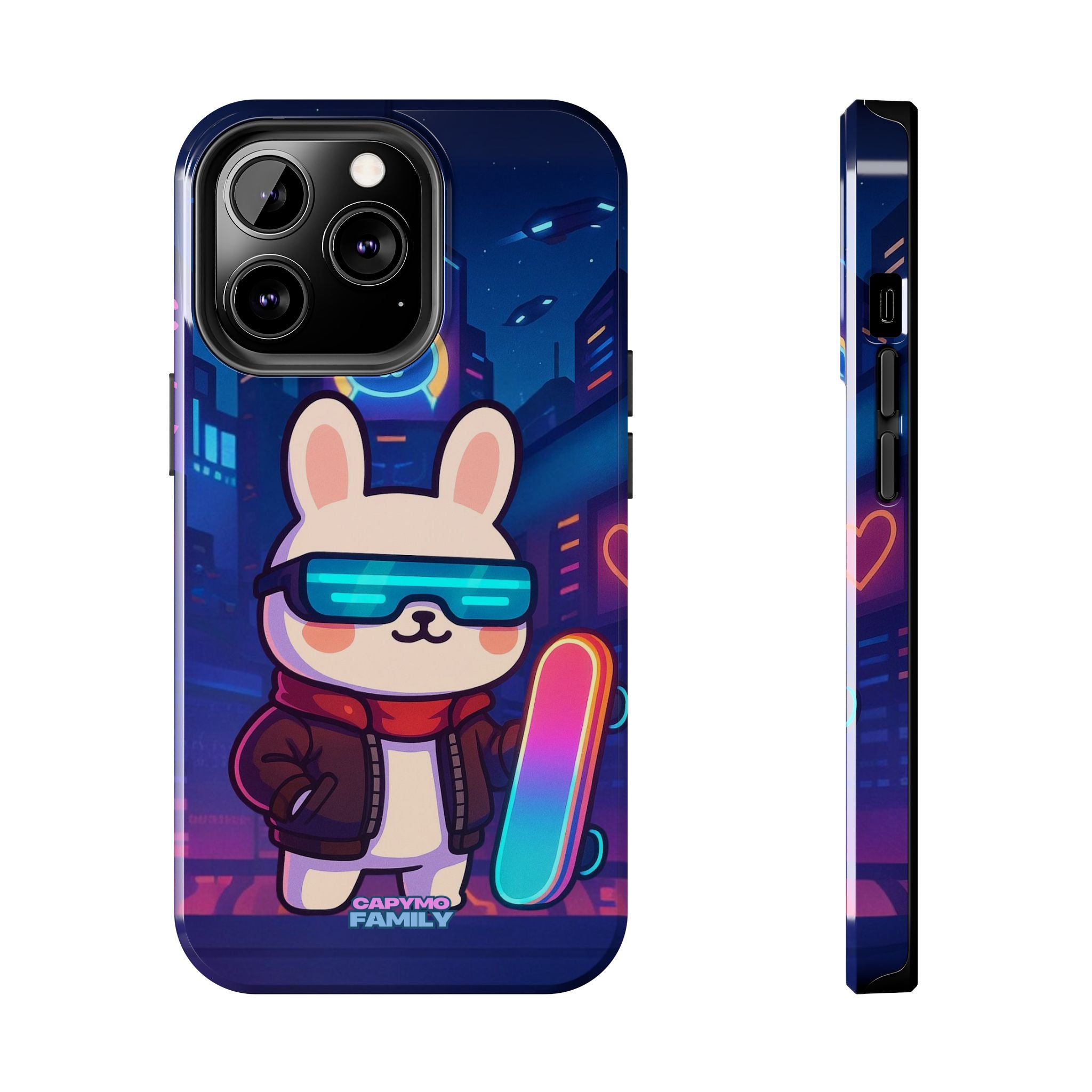 Capymo Family Cute Cartoon Bunny Tough Phone Case –Cyberpunk Bunny "Toto" Phone Case