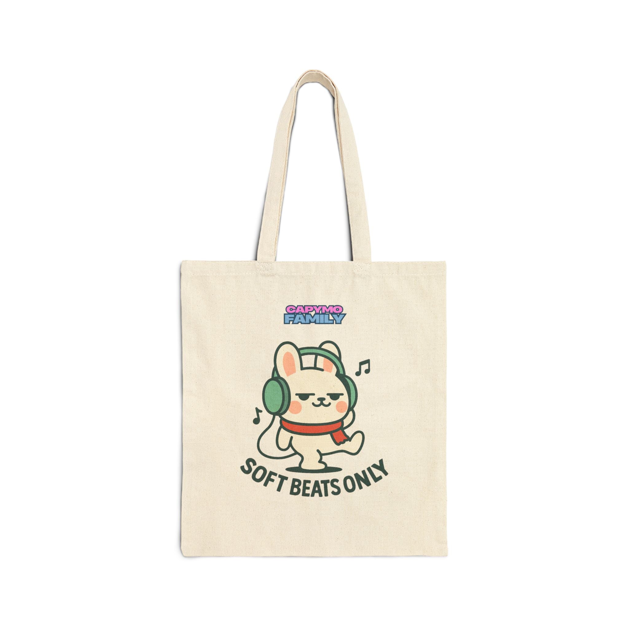Campymo Family Cute Character Tote Bag, Soft Beats Only, Oda & Bunny Vibes, Eco-Friendly Shopping, Gift for Animal Lovers, Casual Day Out
