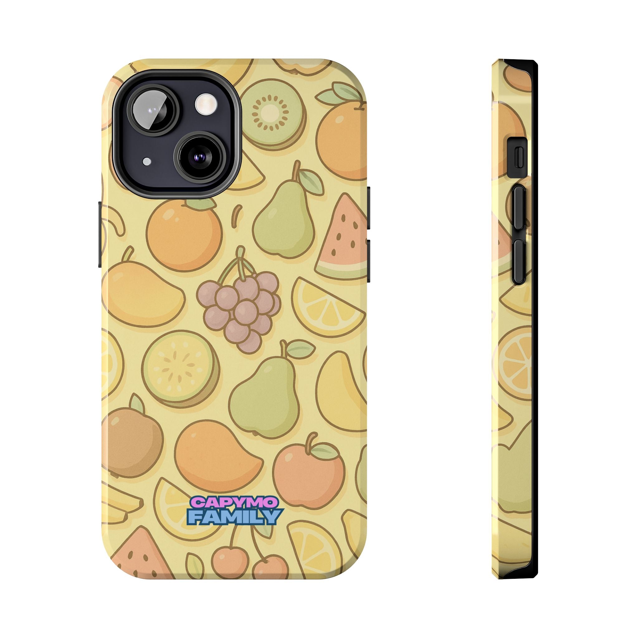 Capymo Family Kawaii Fruit Phone Case – Cute Aesthetic iPhone Cover with Citrus & Summer Vibes