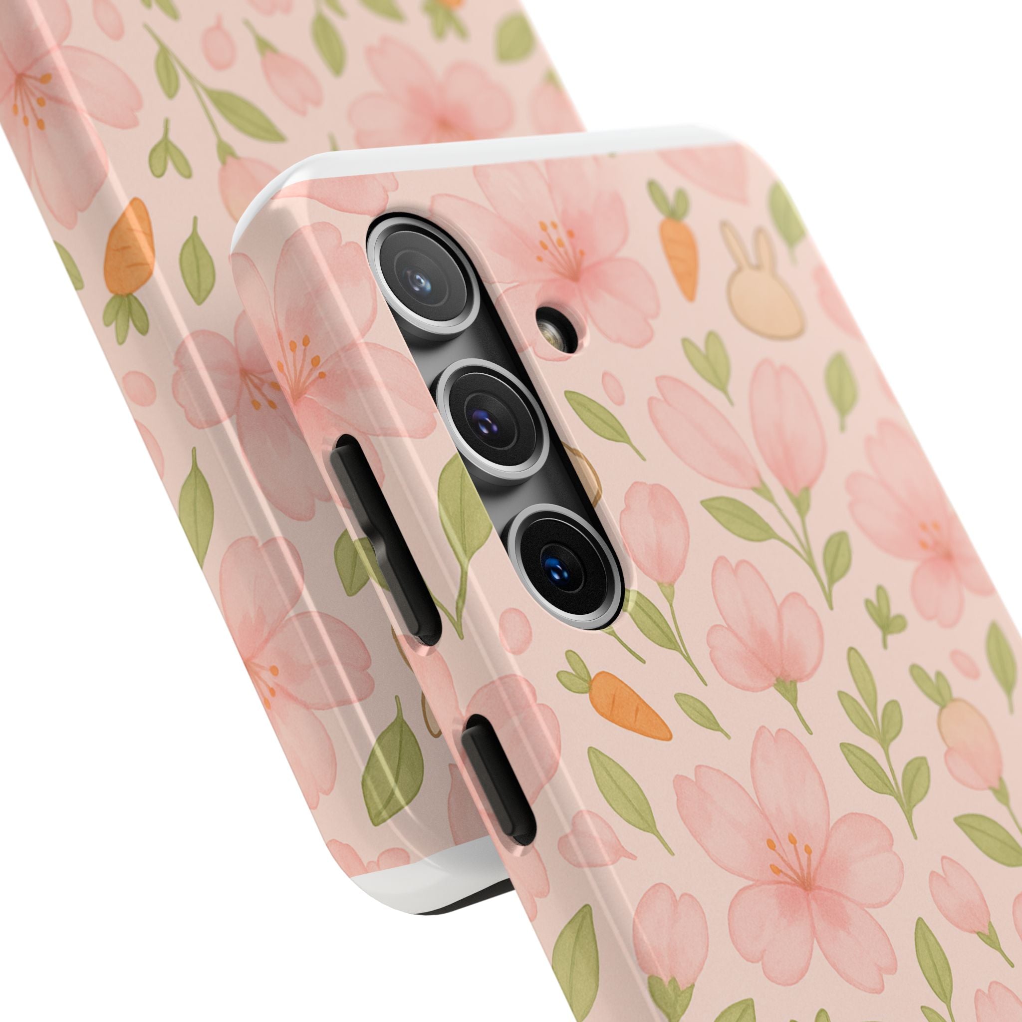 Capymo Family Bunny Blossom Spring Phone Case – Cute Floral iPhone Cover with Carrots & Sakura