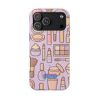 Capymo Family Kawaii Makeup Phone Case – Cute Girly iPhone Cover with Cosmetic Beauty Pattern