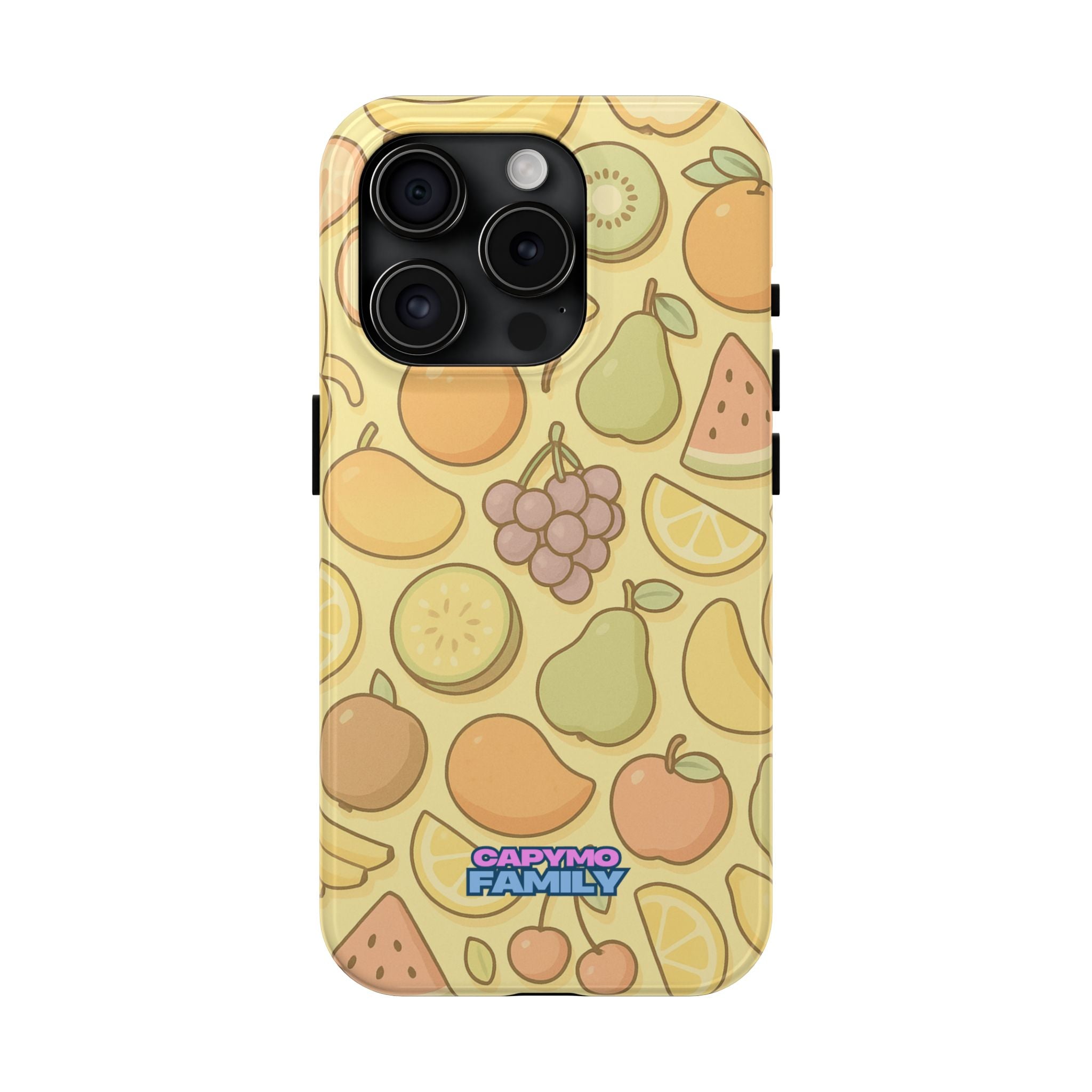 Capymo Family Kawaii Fruit Phone Case – Cute Aesthetic iPhone Cover with Citrus & Summer Vibes