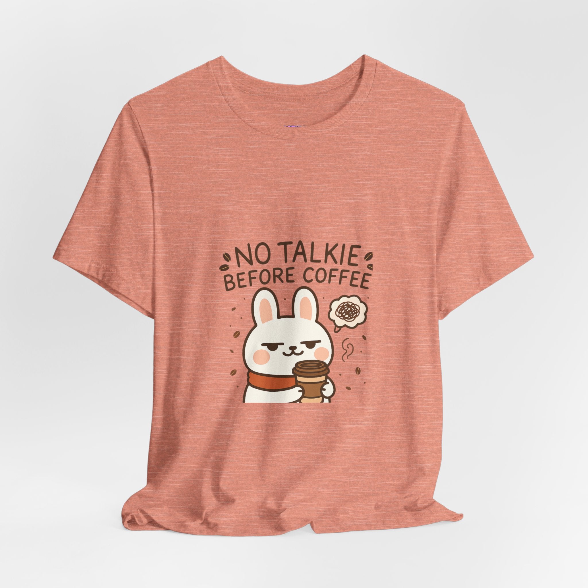Capymo Family Kawaii Bunny Soft Cotton T-Shirt – "No Talkie Before Coffee" "Toto" The Bunny Cute Tee (Unisex)