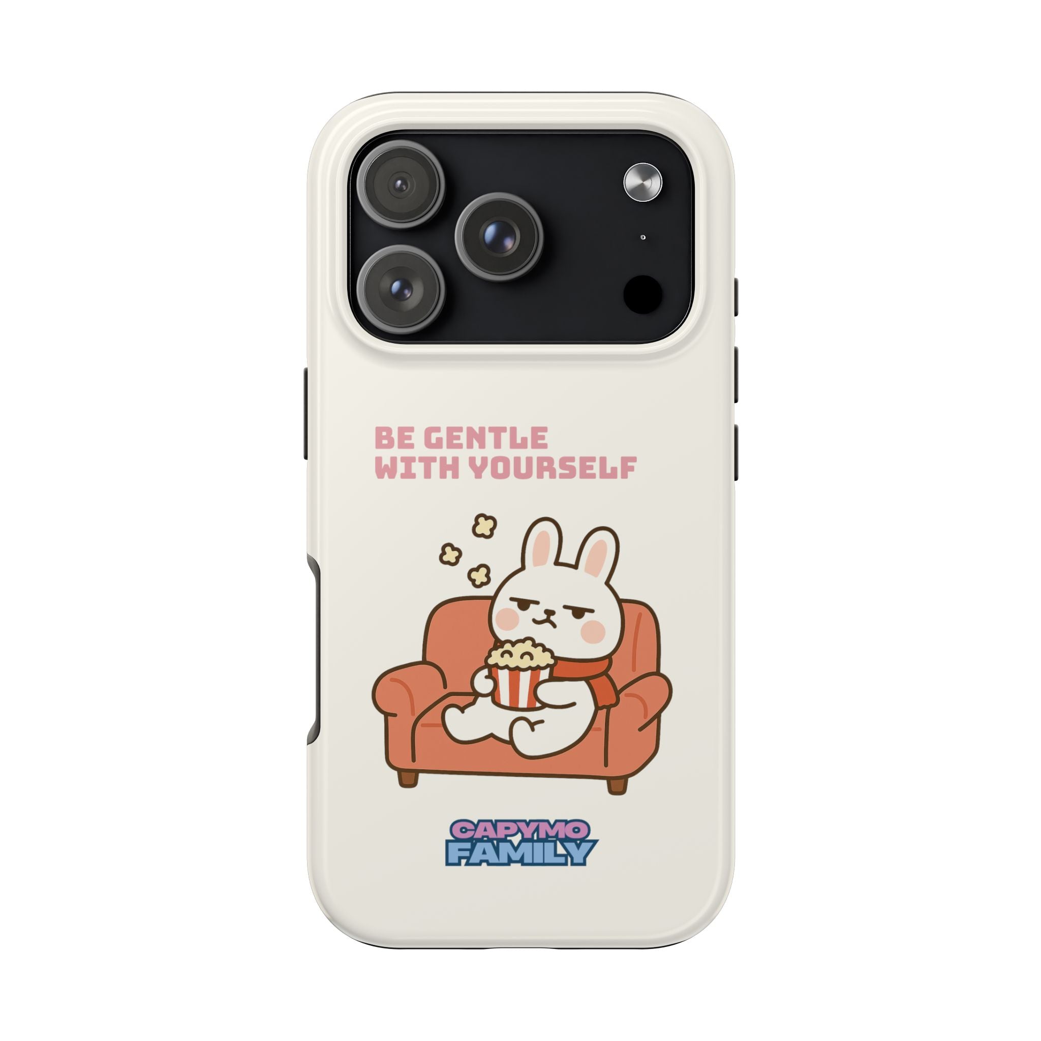 Capymo Family “Be Gentle With Yourself” Phone Case – Cozy Bunny Self-Care Quote Cover