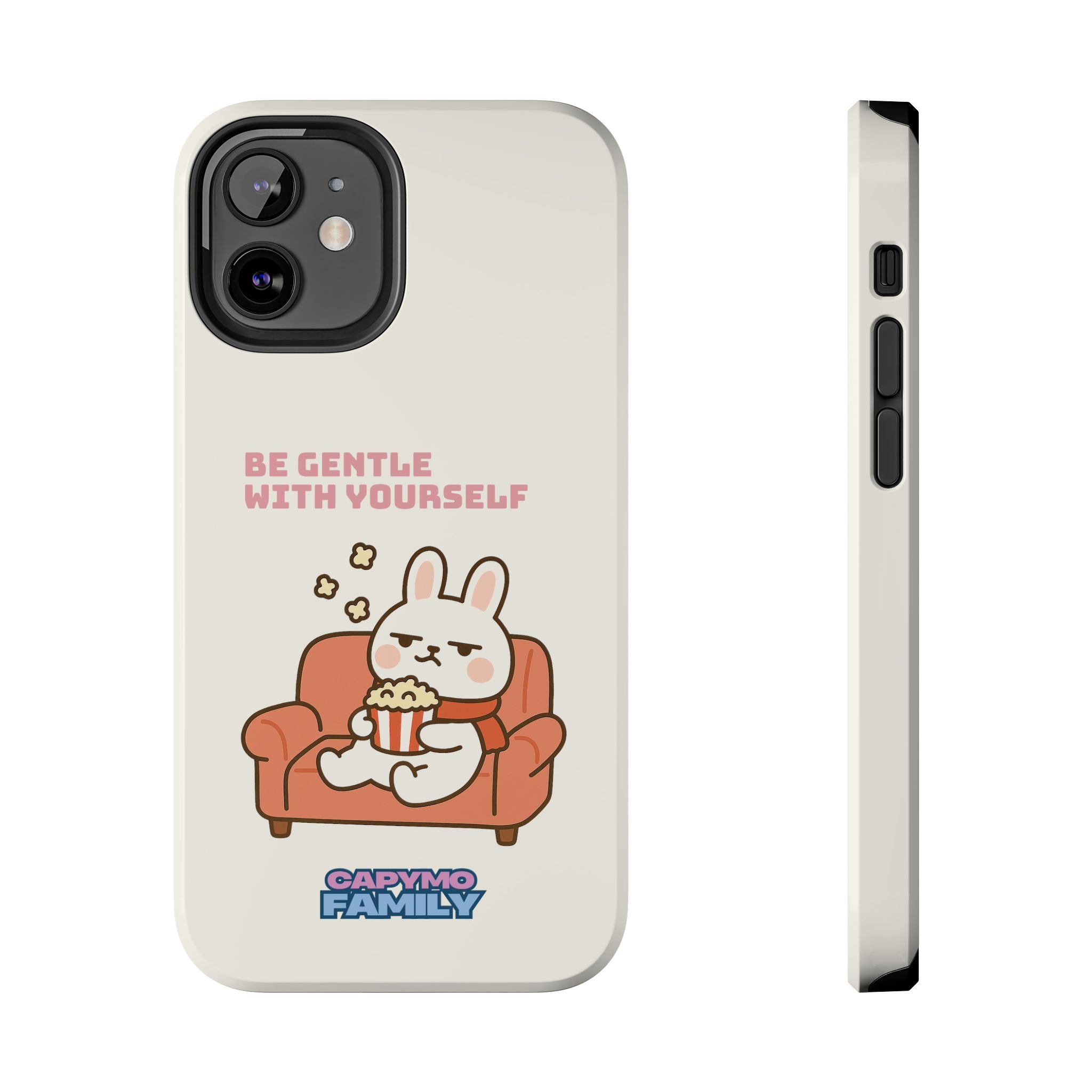 Capymo Family “Be Gentle With Yourself” Phone Case – Cozy Bunny Self-Care Quote Cover