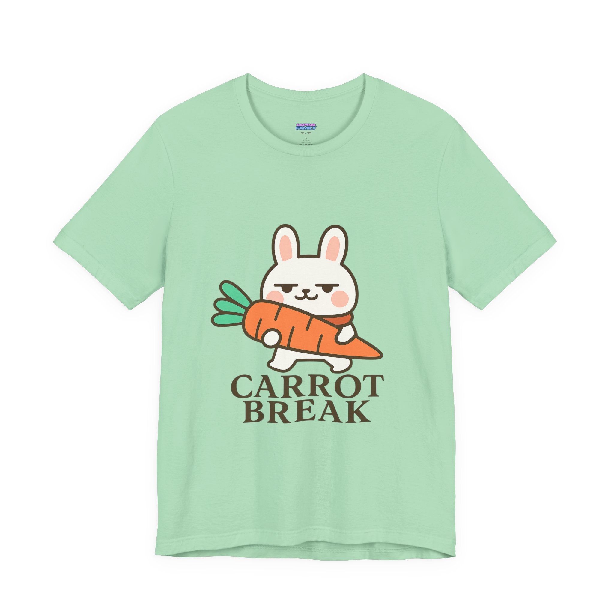 capymo Family Cute Carrot Break Bunny Tee - Unisex Jersey Short Sleeve Tee, Funny Animal Shirt, Spring Gift, Cute Graphic Tee, Gift for Bunny Lovers