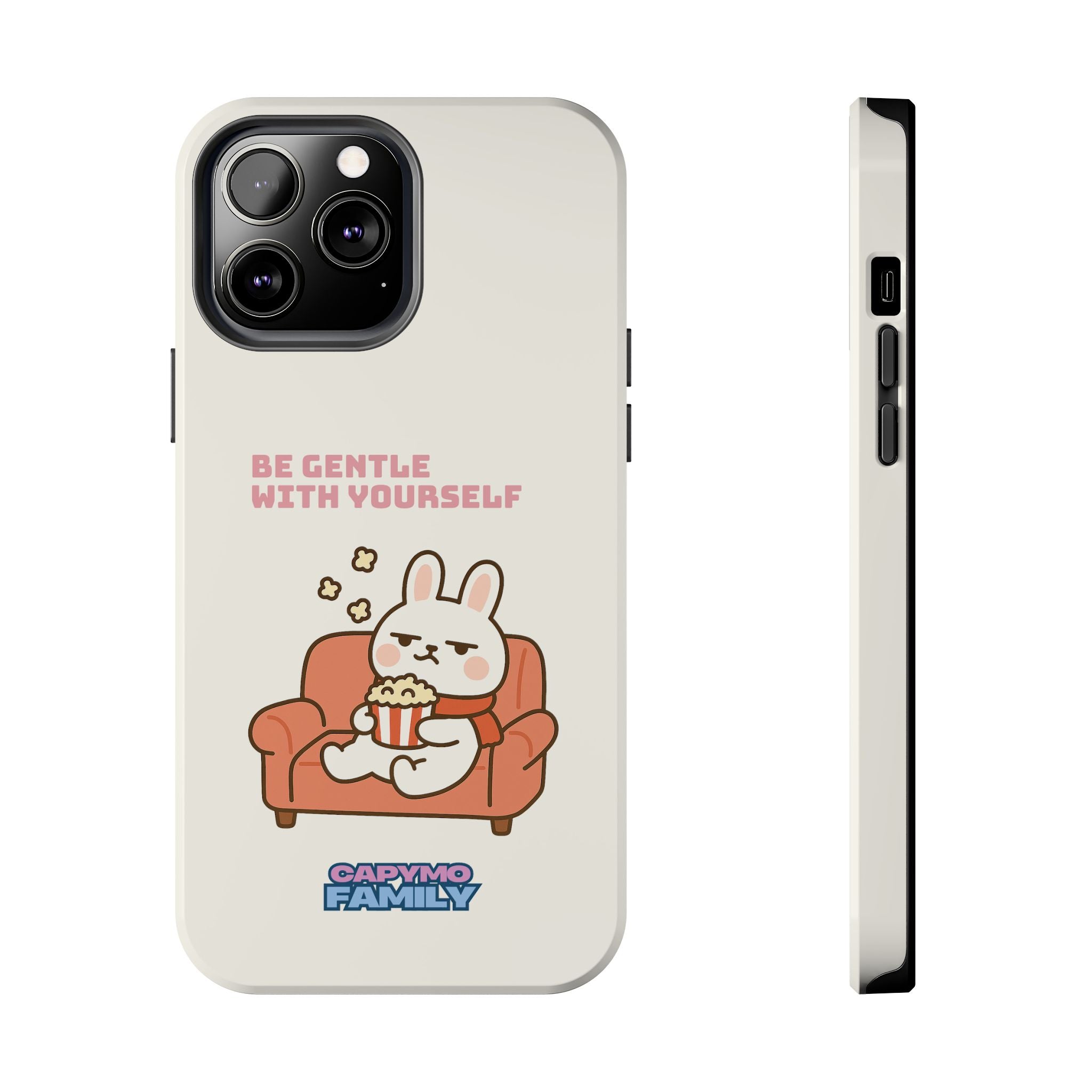Capymo Family “Be Gentle With Yourself” Phone Case – Cozy Bunny Self-Care Quote Cover