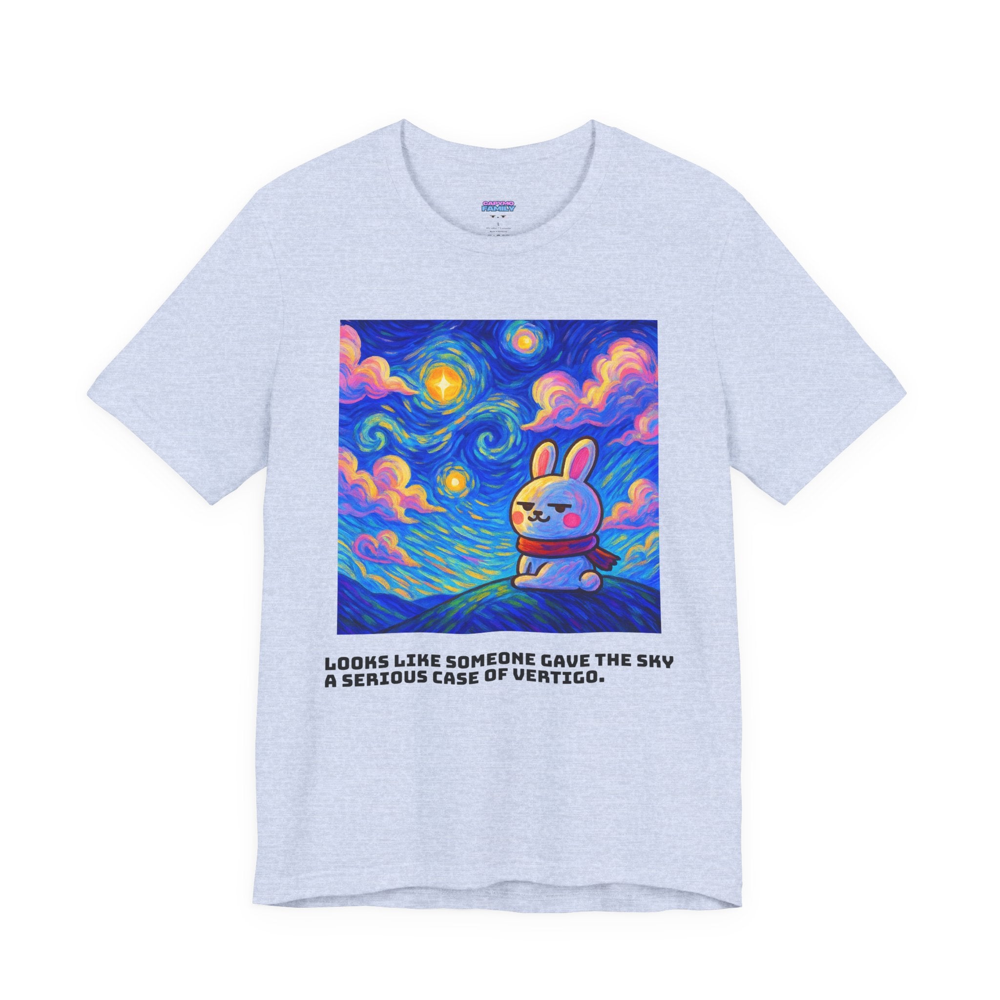 Capymo Family Starry Sky Night Vibrant Bunny Graphic Tee, Fun and Whimsical Short Sleeve Shirt, Perfect for Family Gatherings, Easter, or Everyday Wear