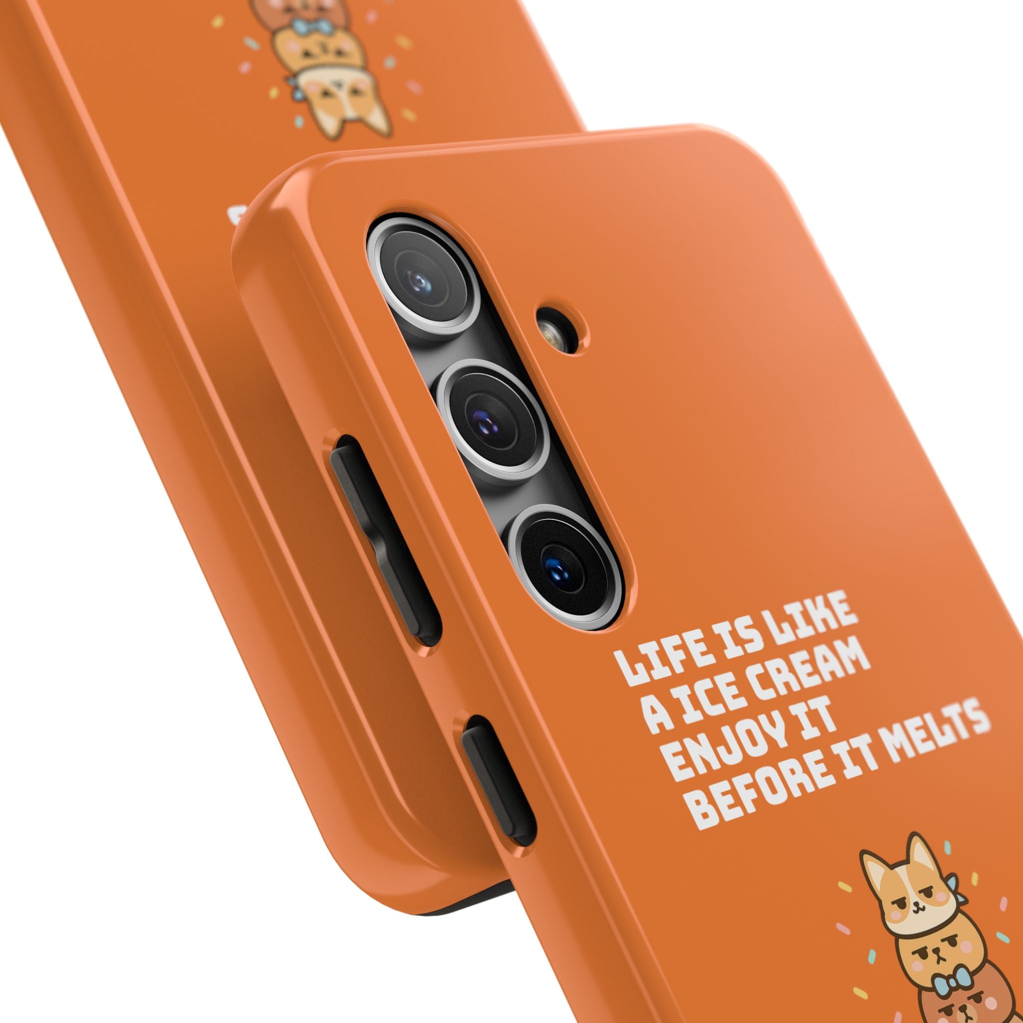 Capymo Family Ice Cream Cat Quote Phone Case – Cute Orange iPhone Cover with Motivational Saying