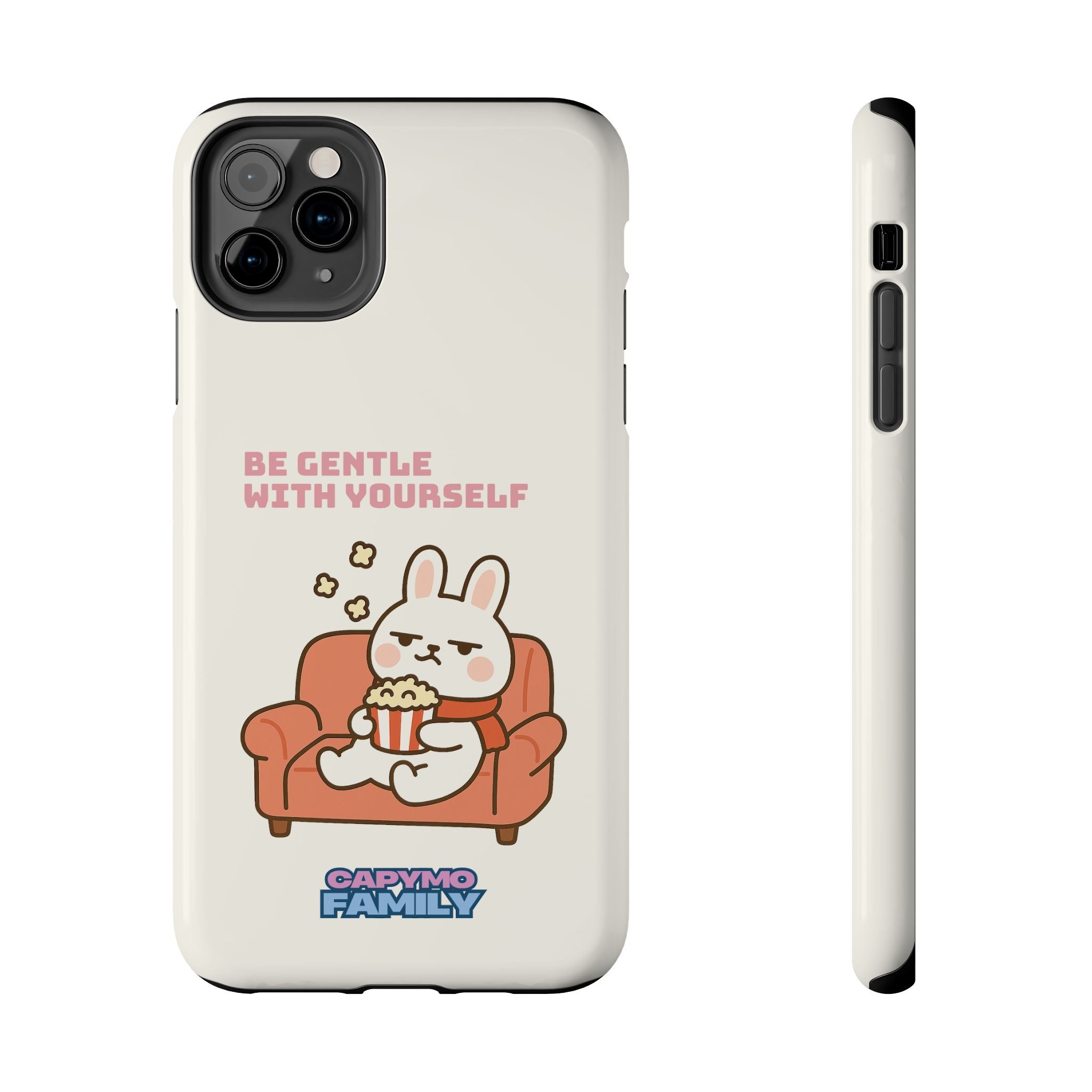 Capymo Family “Be Gentle With Yourself” Phone Case – Cozy Bunny Self-Care Quote Cover