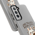 Capymo Family “No Talkie Before Coffee” Phone Case – Grumpy Bunny Morning Mood