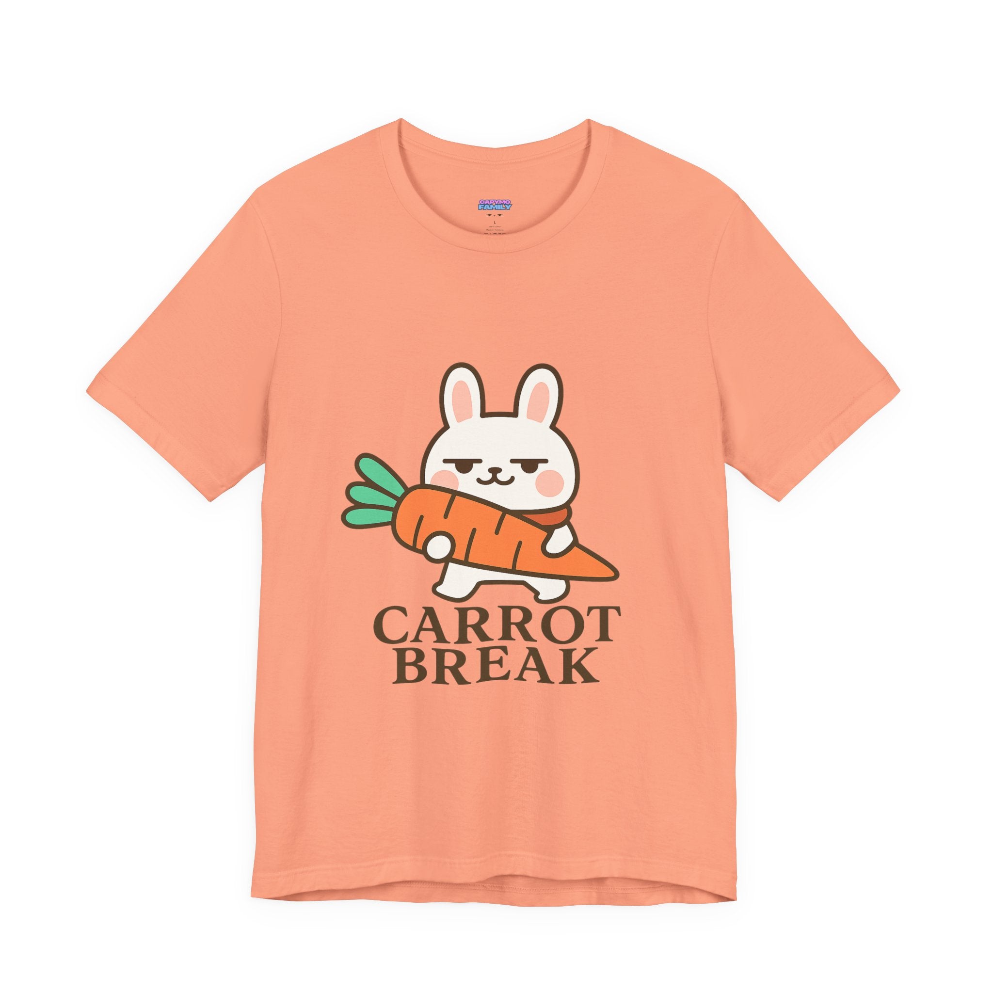 capymo Family Cute Carrot Break Bunny Tee - Unisex Jersey Short Sleeve Tee, Funny Animal Shirt, Spring Gift, Cute Graphic Tee, Gift for Bunny Lovers